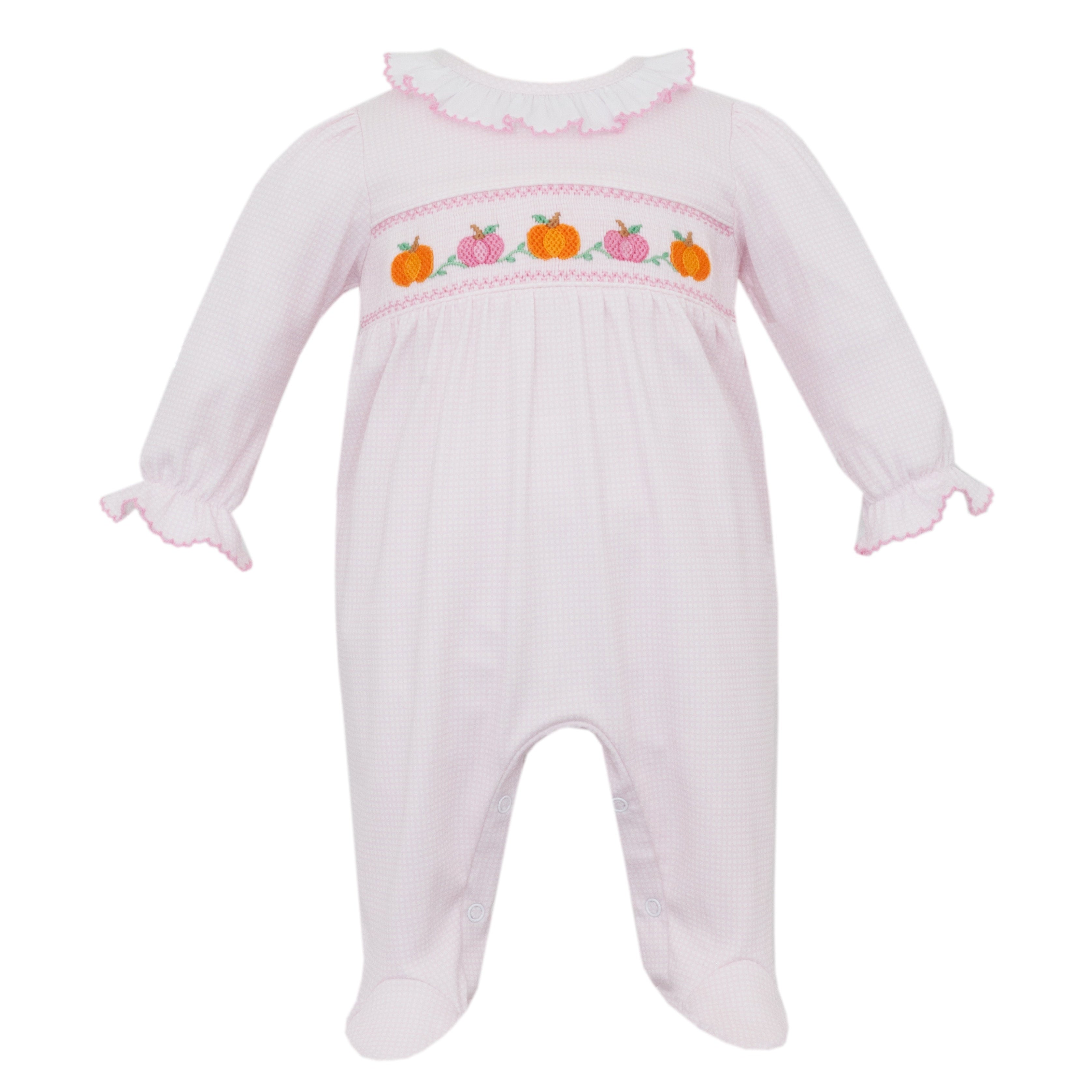 Petit Bebe Pumpkins Check Long Footie W/Feet 5208