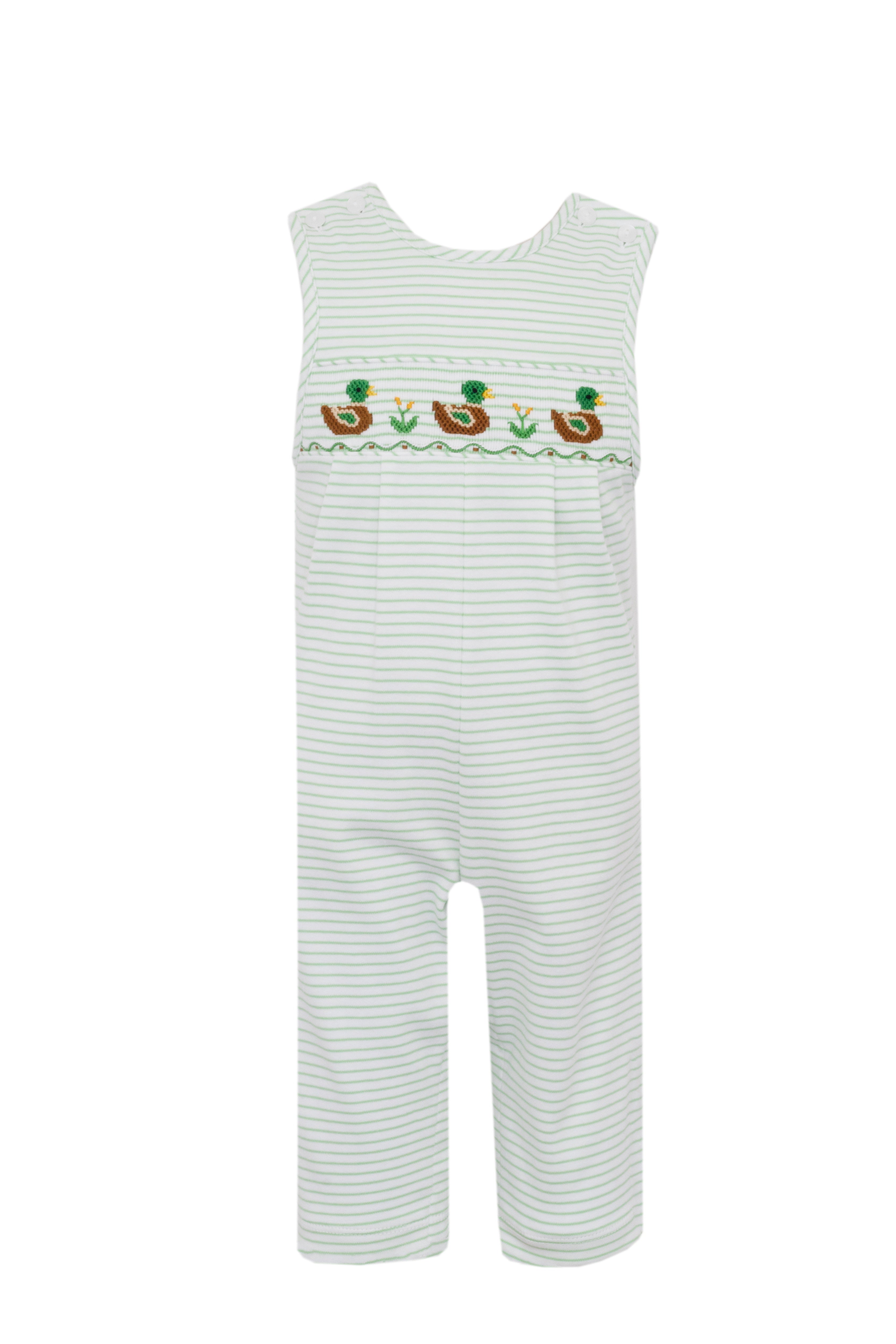 Petit Bebe Mallard Duck Boy's Green Knit Stripe Boy's Long Jon Jon 434K-MF25 5207