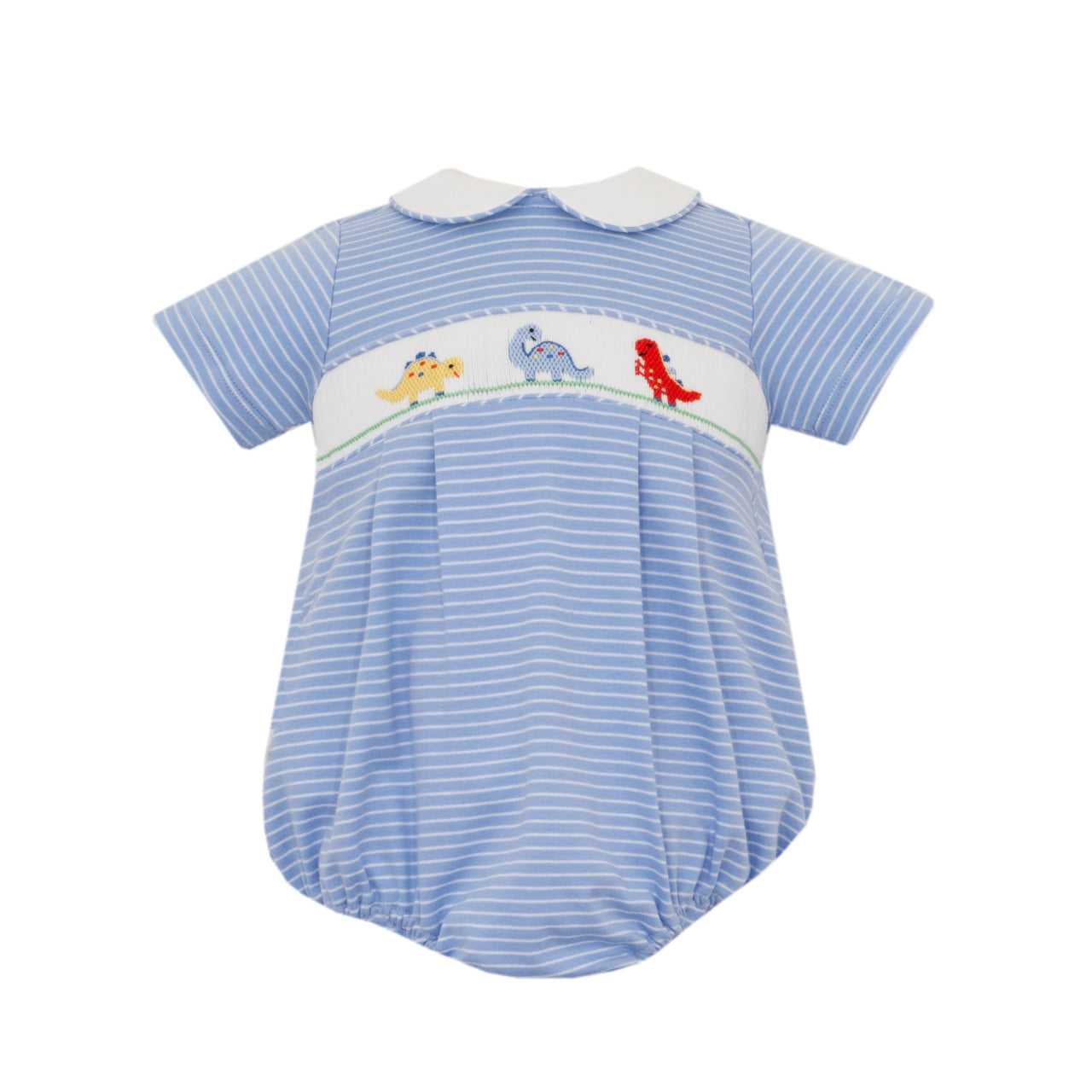 Petit Bebe Dinosaurs Blue Knit Stripe Boy's Bubble S/S 436BB-0MF25 5207