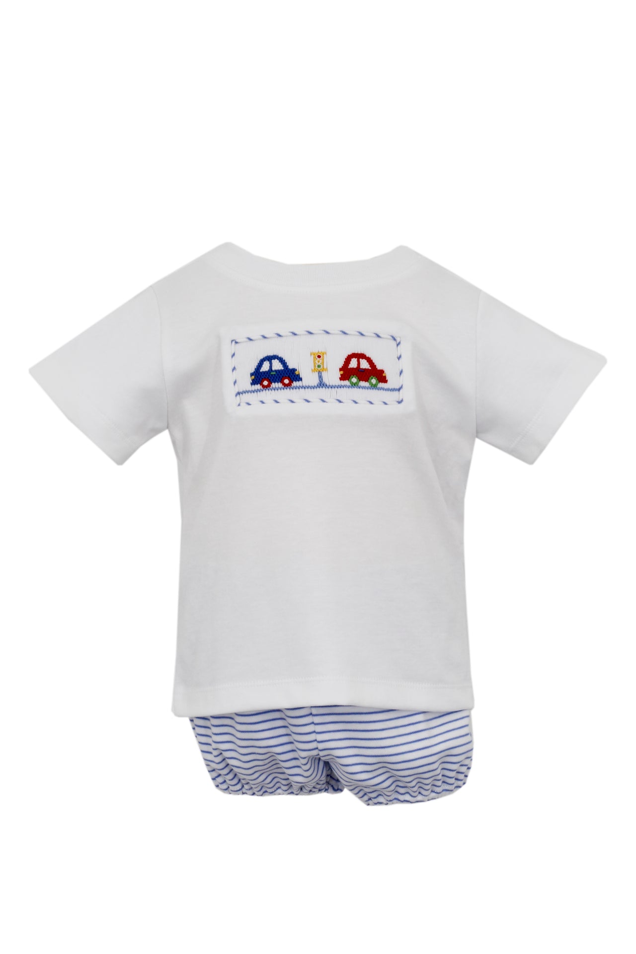 Petit Bebe Cars Royal Blue Stripe Knit boy's T-Shirt Set 436M-MS24 5103