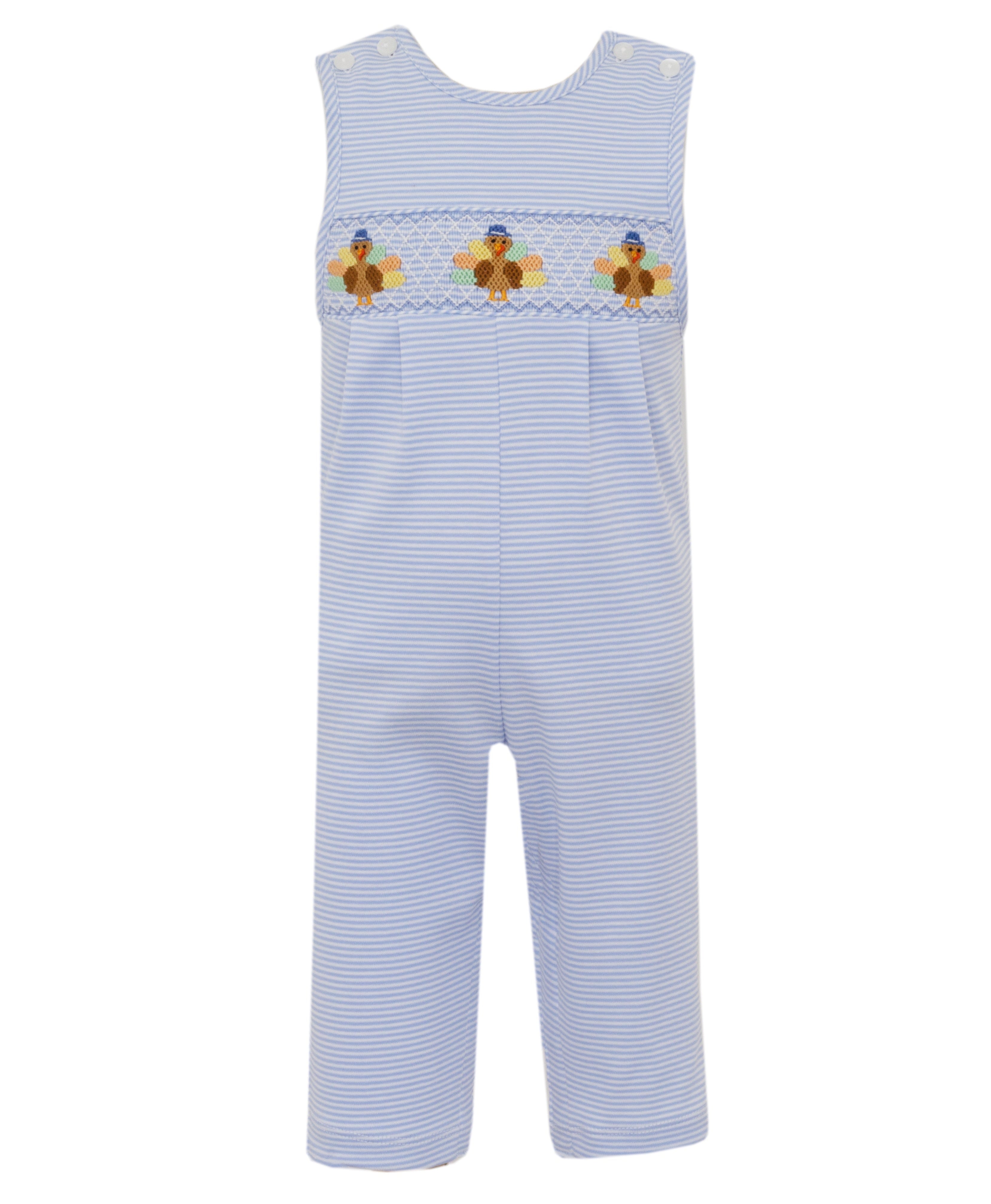 Petit Bebe Turkey Boy's Lt Blue knit Stripe Boy's Long Jon Jon  438K-MF25 5209