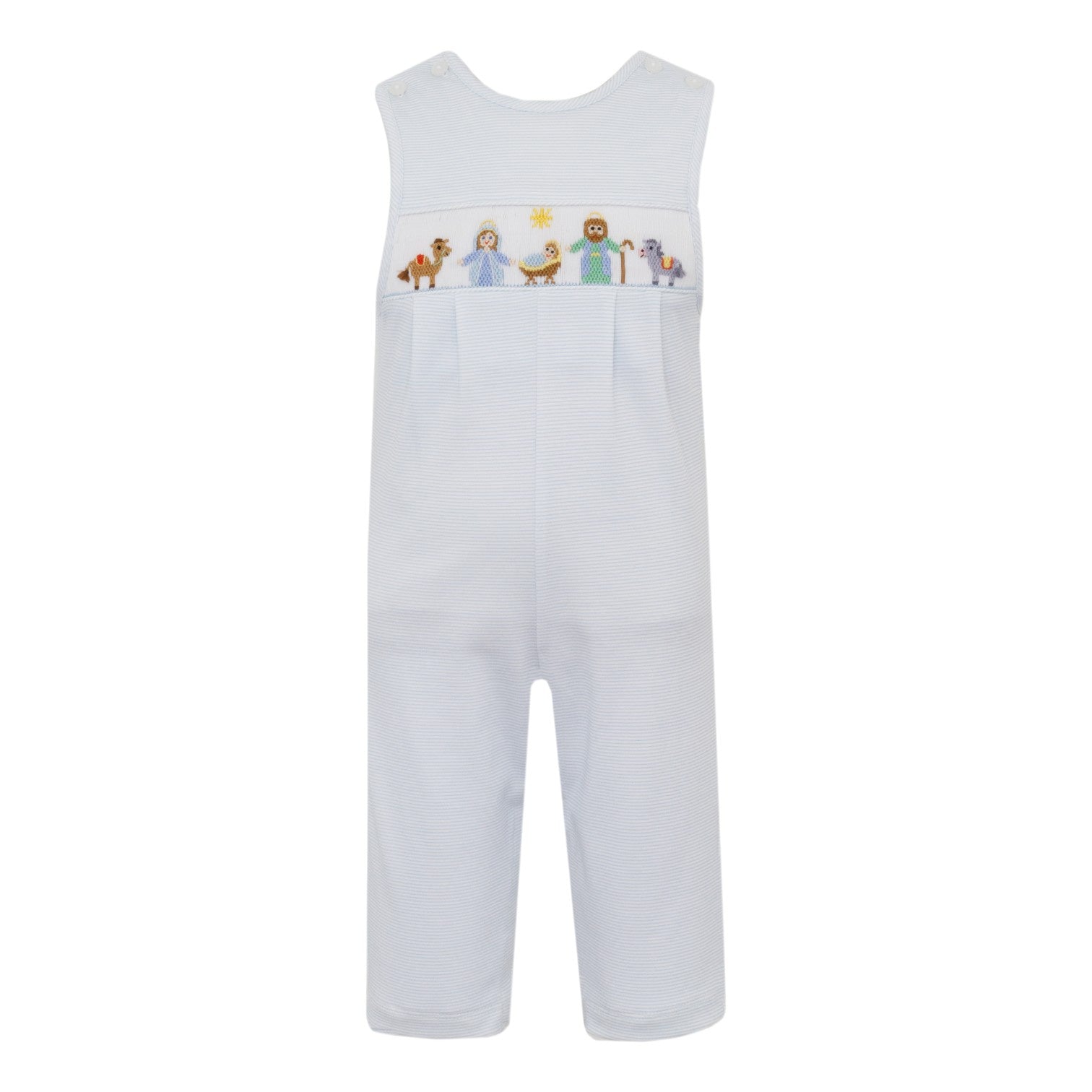 Petit Bebe Nativity Boy's Lt Blue Knit Stripe Boy's Long Jon Jon 447K-MH25 5210