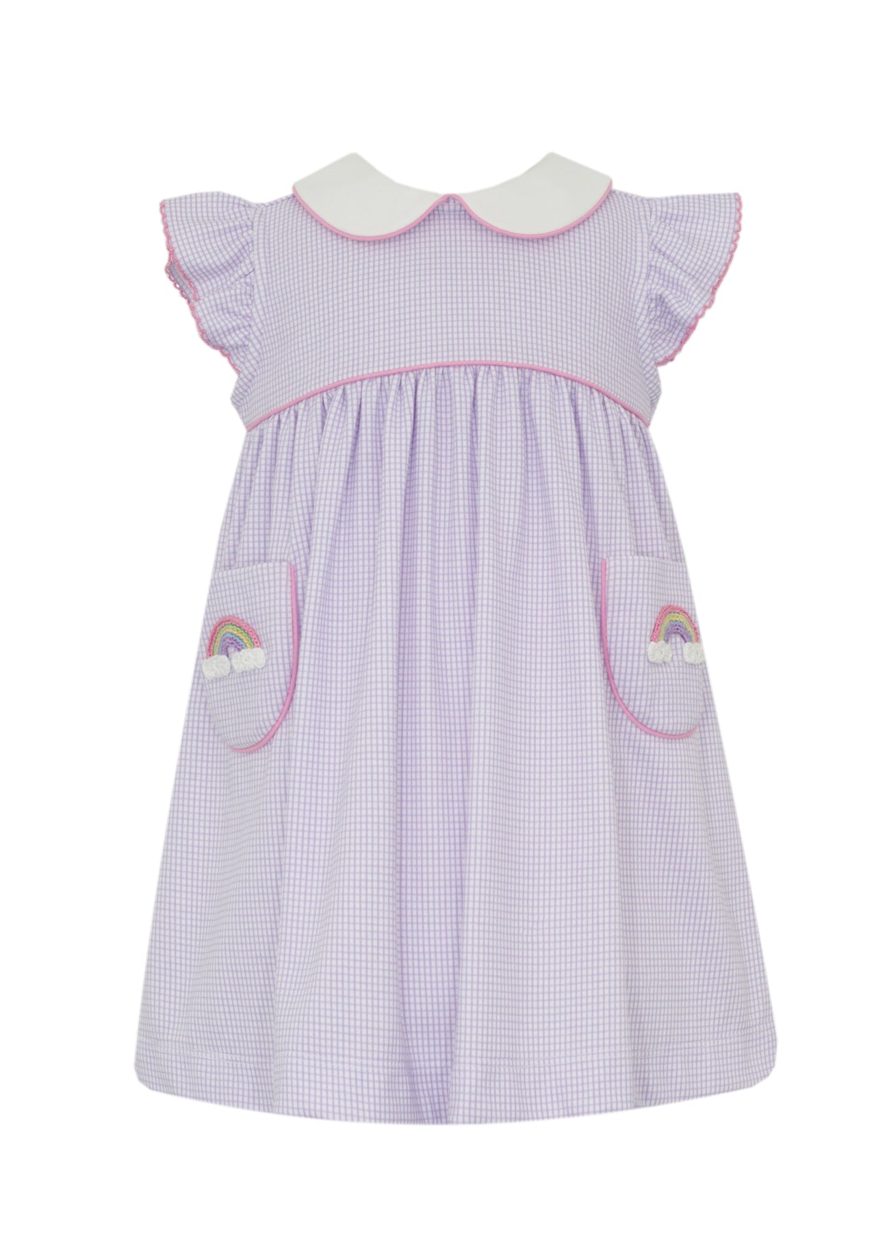 Petit Bebe Rainbow Lilac Knit Gingham Sleeveless Dress 456D-MS26 5301