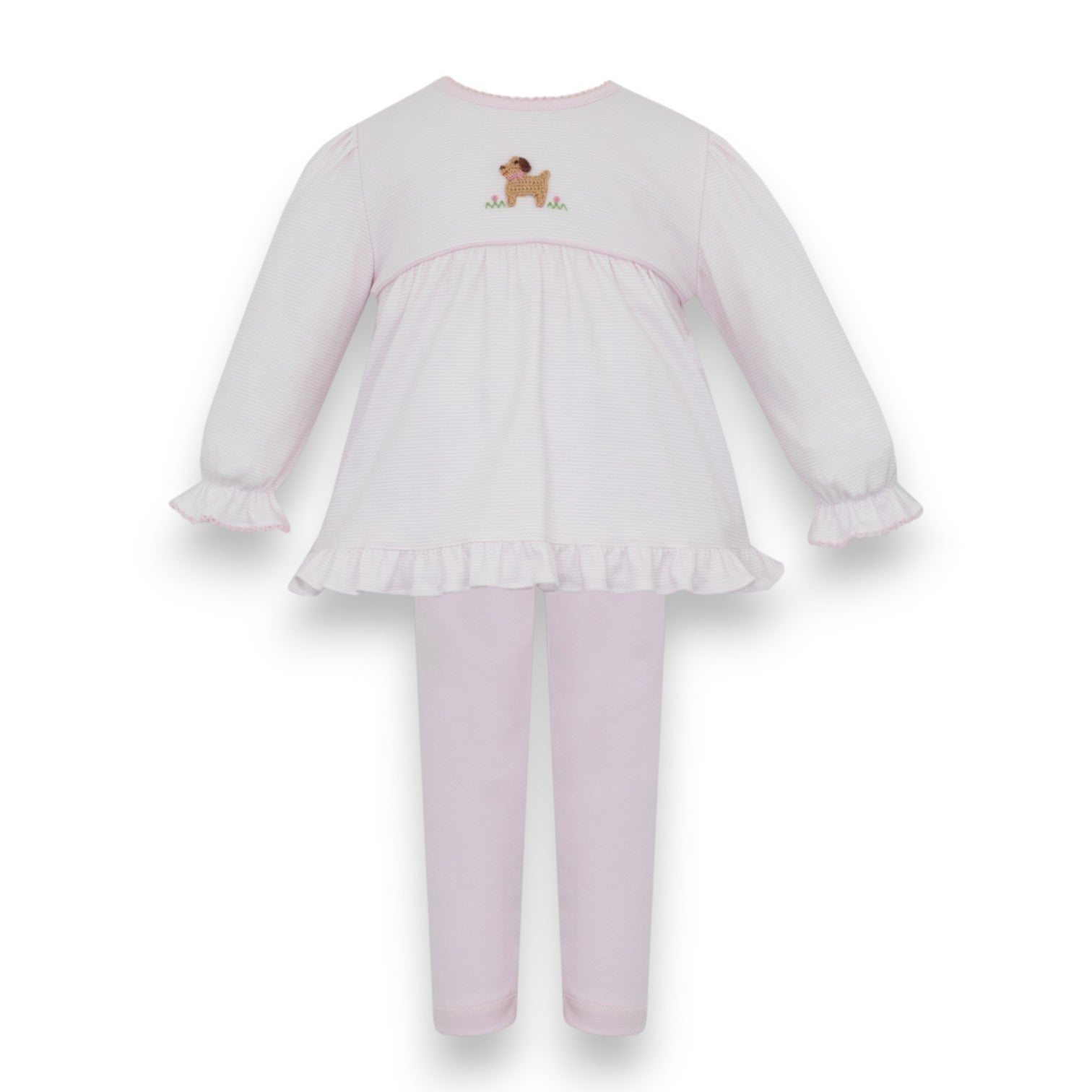 Petit Bebe Puppies Girl's Pink Knit Stripe Girls Tunic Set L/S 463N-MF26 5307