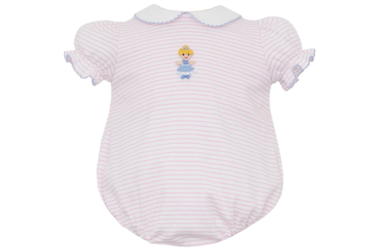 Petit Bebe Cinderella Pink Knit Stripe Girl's Short Bubble S/S 466F2-MF25 5207