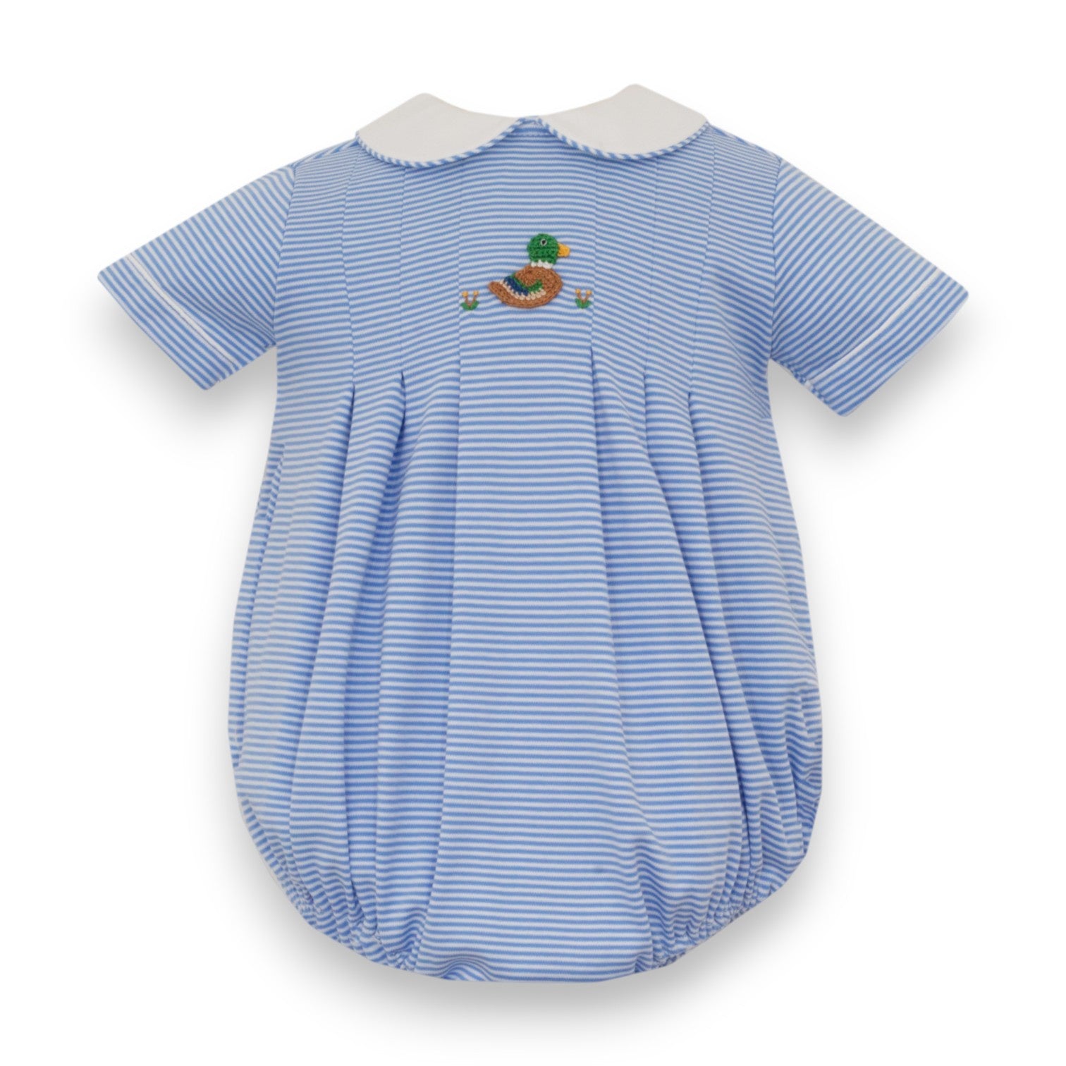 Petit Bebe Mallard Duck Peri Blue Knit Stripe Boy's Bubble S/S 468BB-MF26 5308