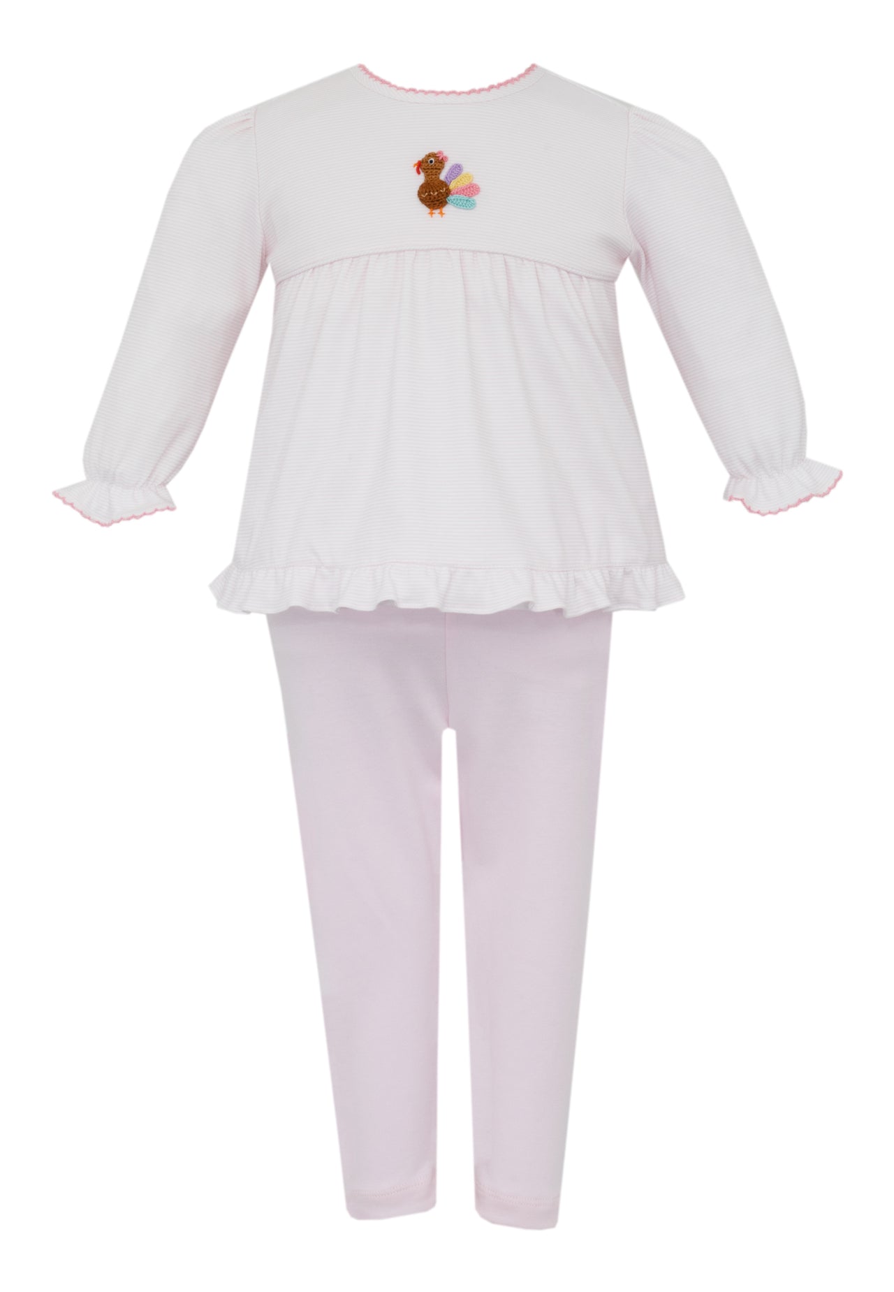 Petit Bebe Turkeys Girl's Pink Stripe Knit Girl's Tunic Set L/S 470N-MF25 5209