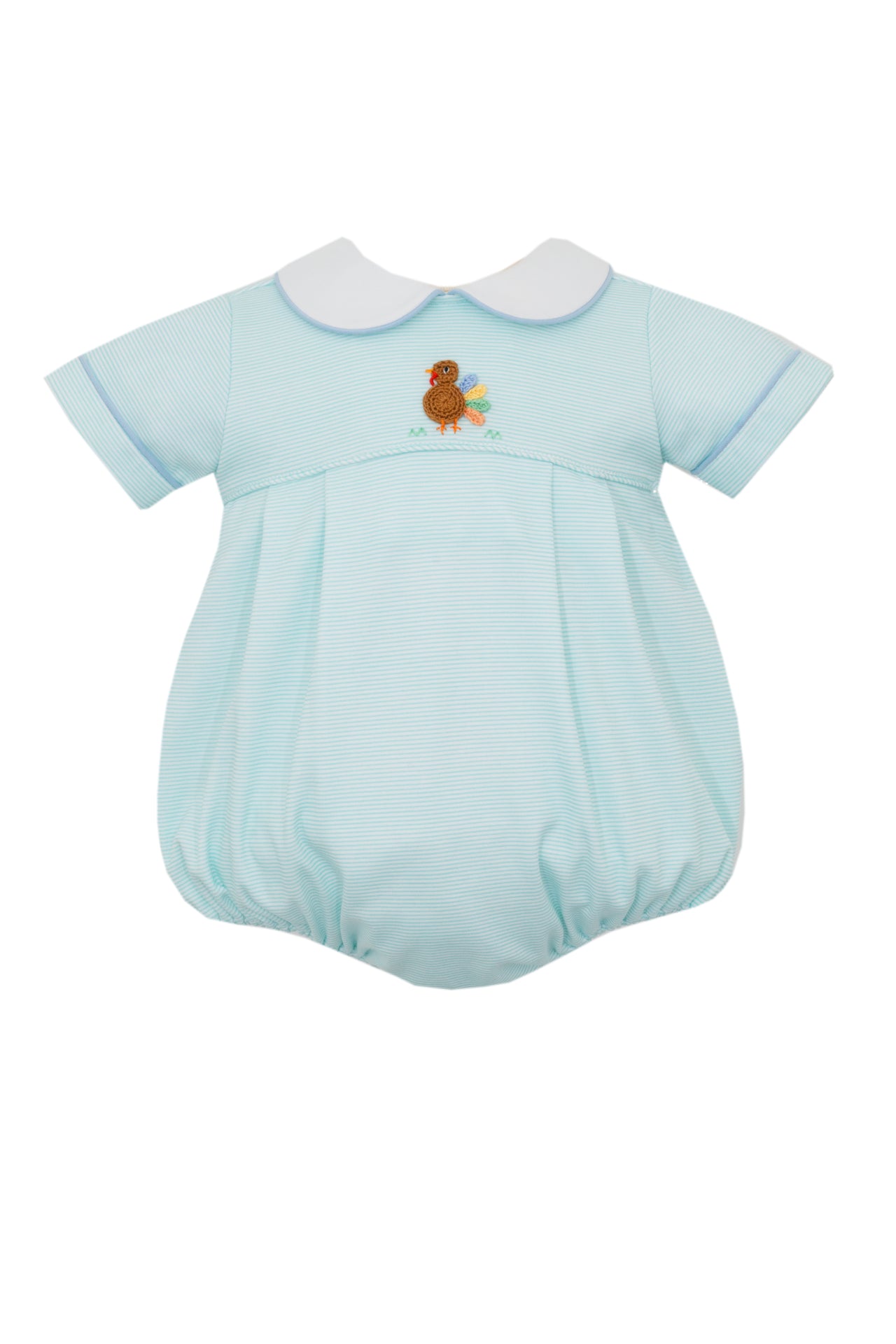 Petit Bebe Turkey Boy's Aqua Pin Stripe Boy's Short Bubble 475BB-MF24 5109