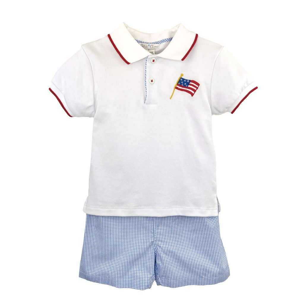 Petit Ami Short Set Flag Applique 4770 5212