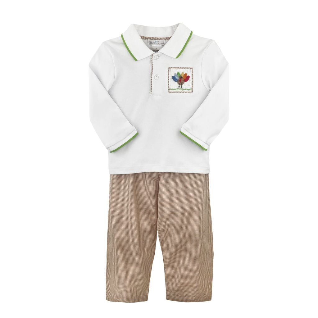 Petit Ami Top/Pant Set W/Hand Pix Smocked Turkey 4824 5208