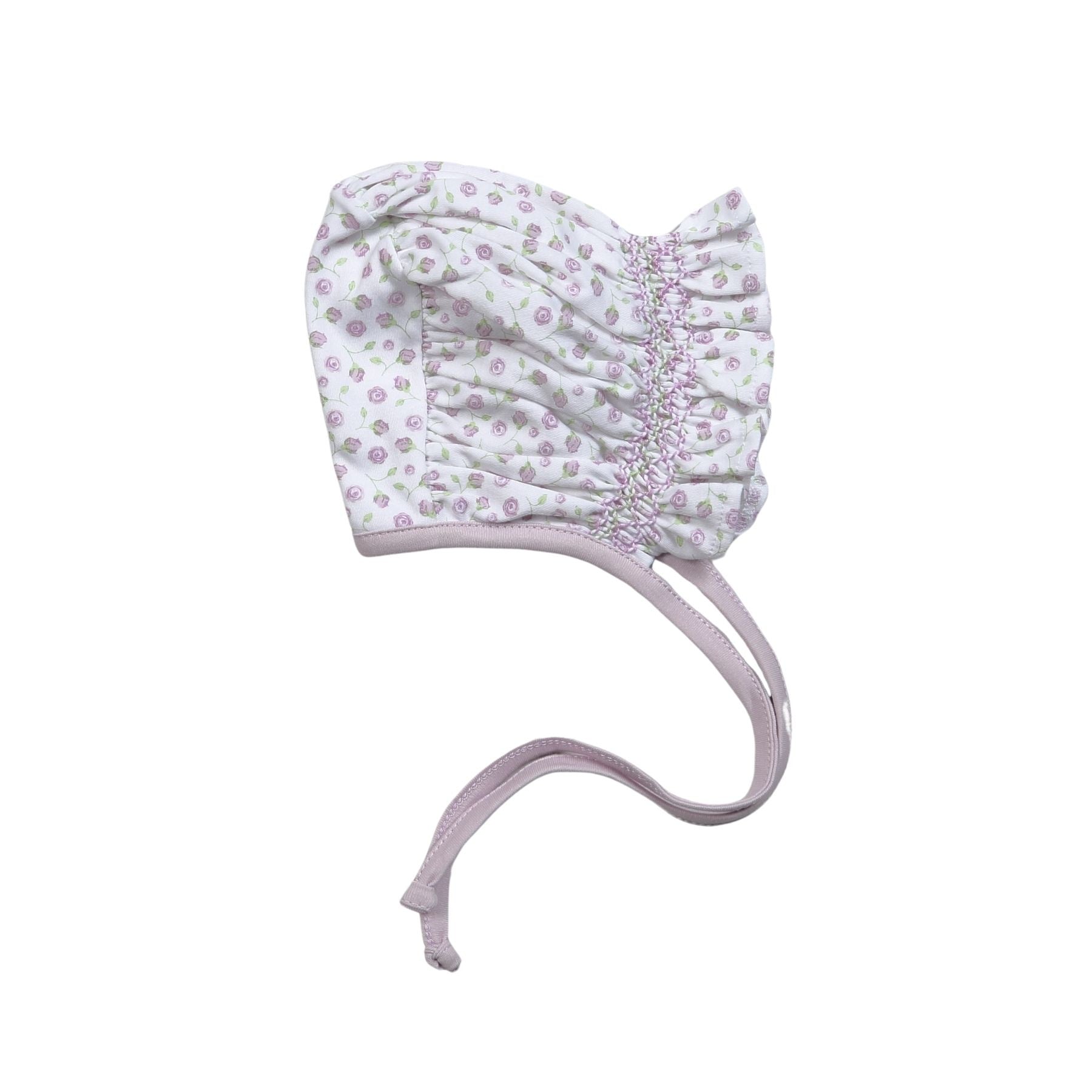 Baby Loren Lyn Purple Floral Pima Hand Smocked Bonnet LYN-515 5107