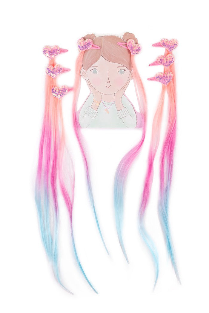 Great Pretenders Hollywood Hearts Hair Extensions -Pastel 8pcs