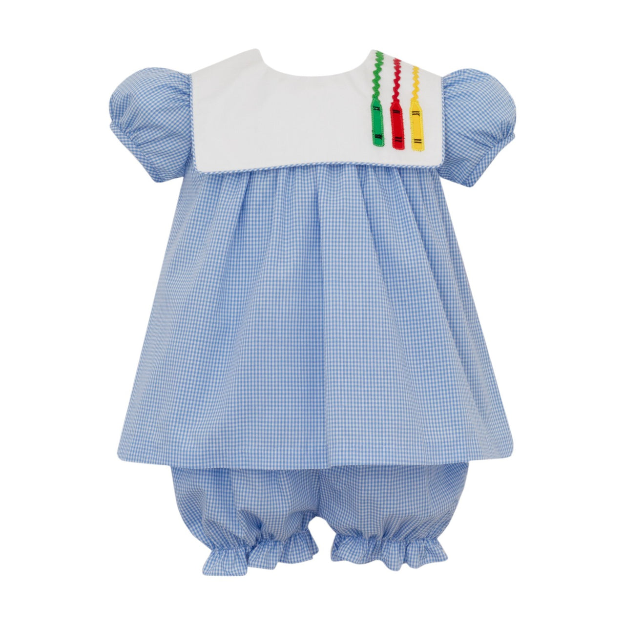 Claire & Charlie Crayon's Girl's Periblue Gingham Girls Bloomer Set 5001C-CF25 5206