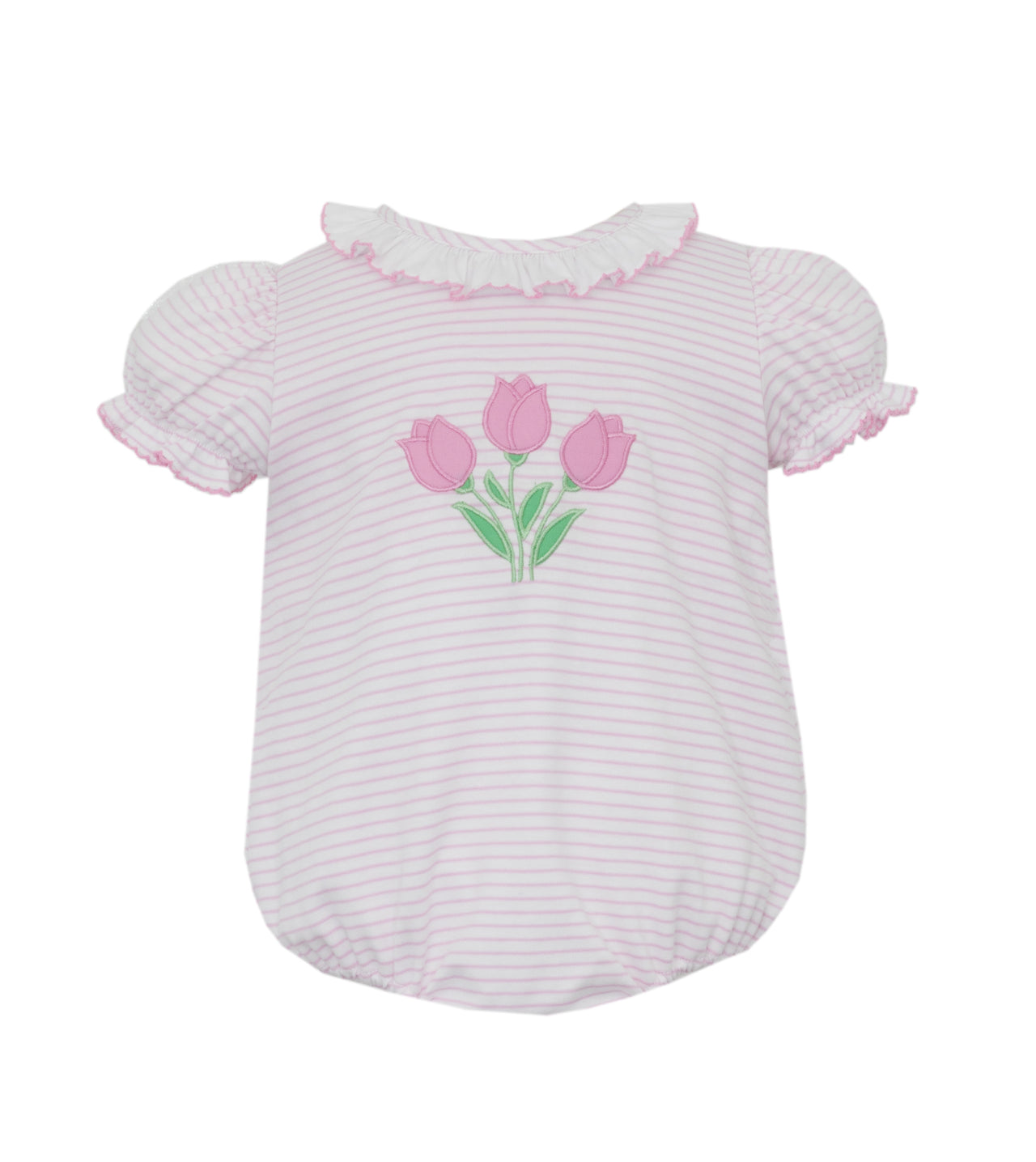 Claire & Charlie Tulip Bouquet Pink Knit Stripe Girl's Bubble 5003F-CS26 5301