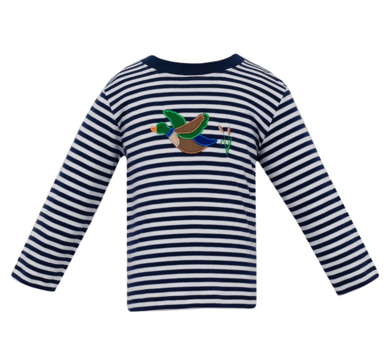 Claire & Charlie Mallard Ducks Navy Blue Knit Stripe Boy's T-Shirt L/S 5005P-CF24 5107