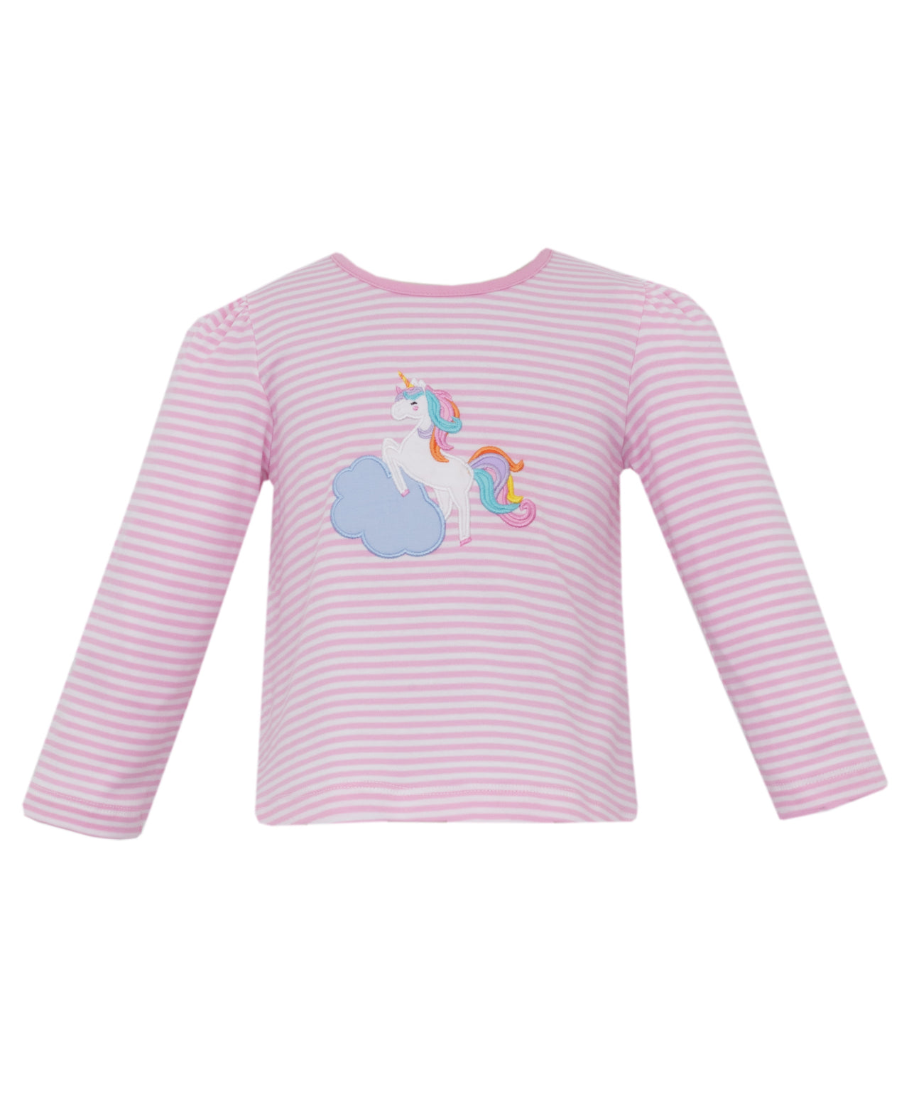 Claire & Charlie Unicorn Pink Stripe Knit Girl's T-Shirt L/S 5006Q-CF24 5108