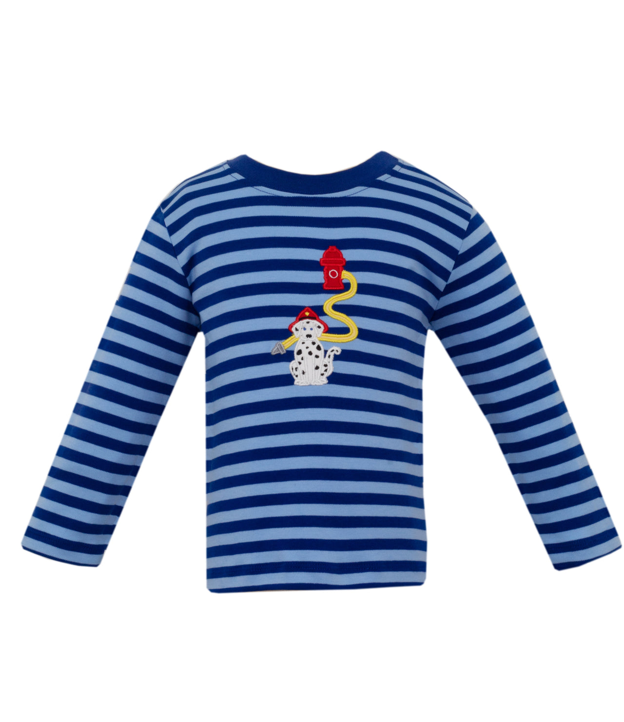 Claire & Charlie Fire Dog Blue & Royal Knit stripe Boy's T-Shirt L/S 5007P-CF24 5107