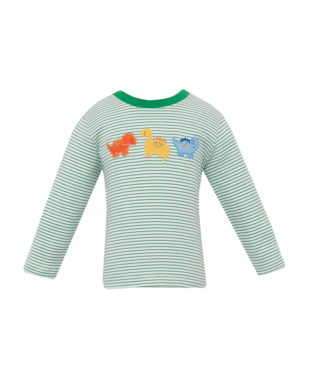 Claire & Charlie Dinosaurs  Green Knit Stripe Boys T-Shirt L/S 5008PL-CF25 5207