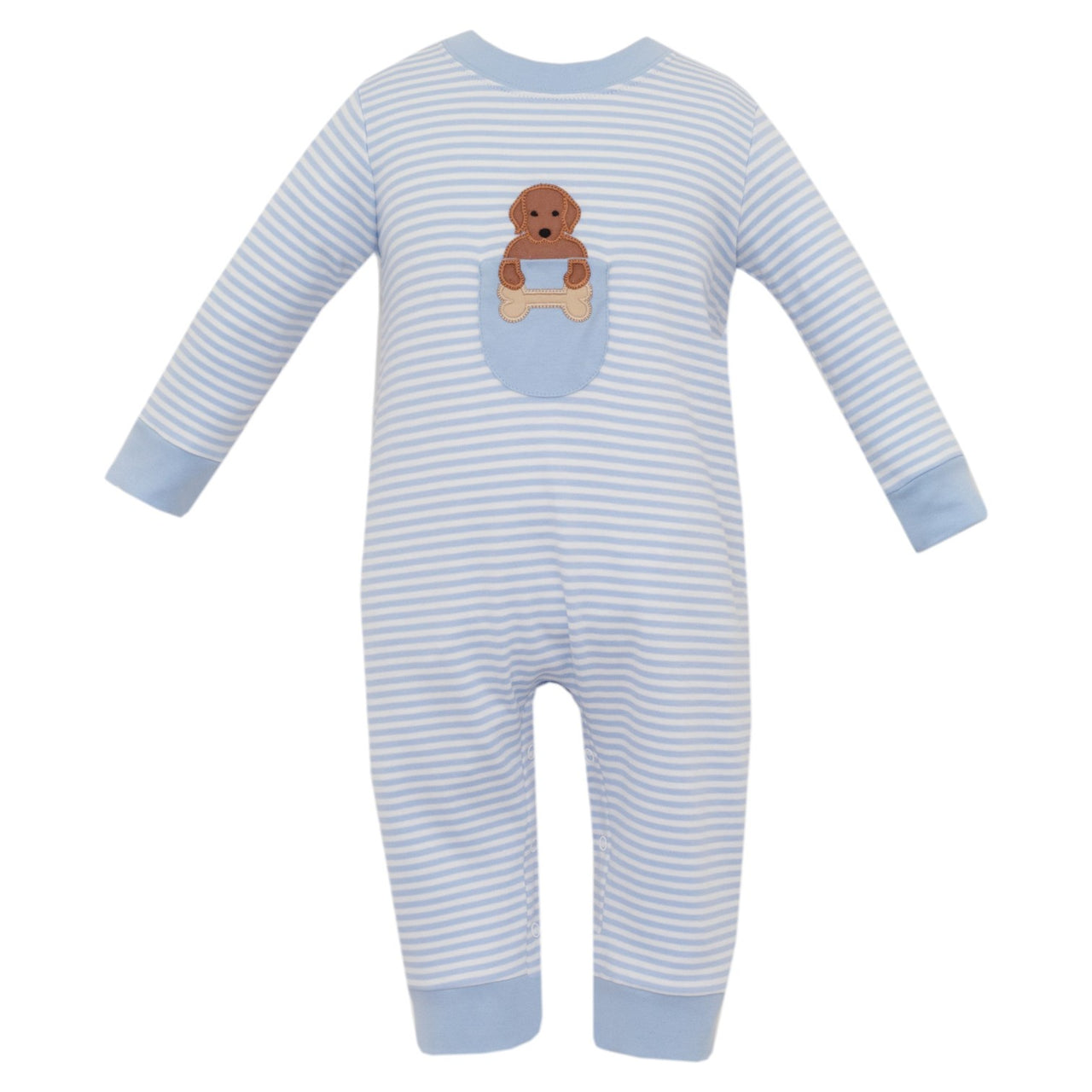 Claire & Charlie Labs Blue Knit Stripe Boys Long Romper L/S 5009H2-CF25 5207