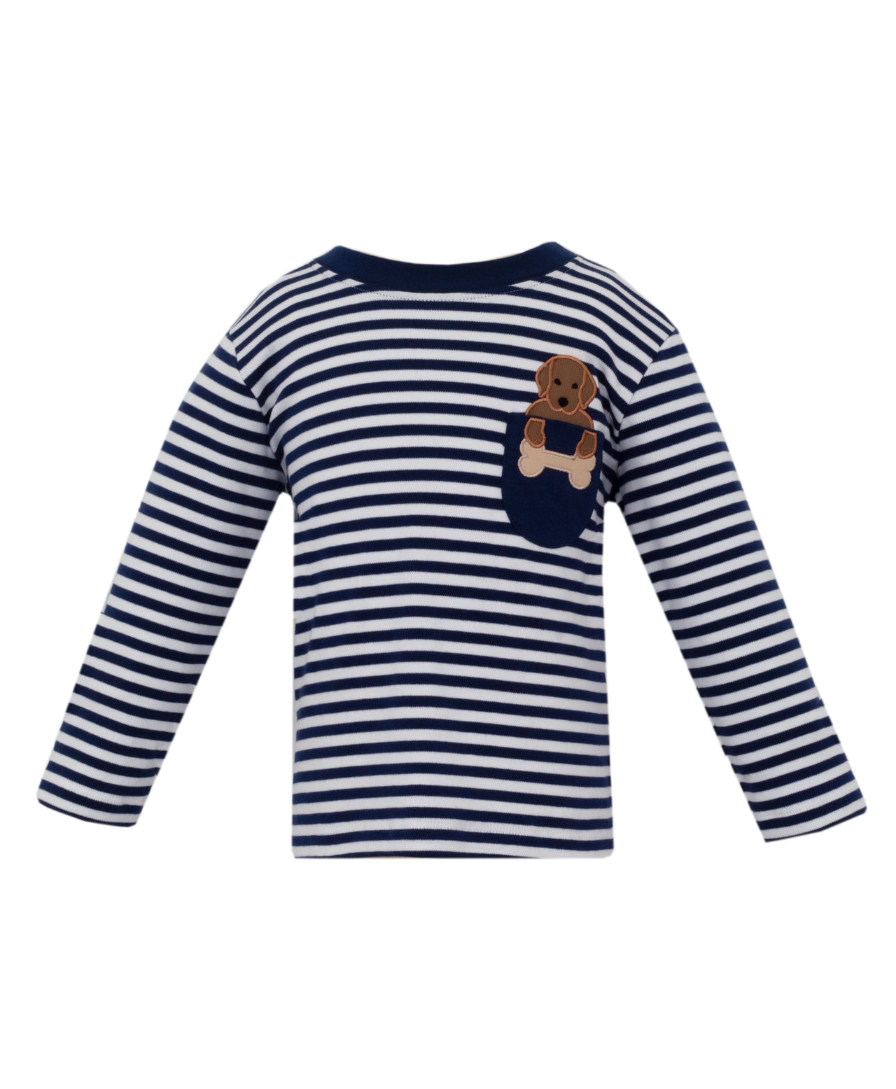 Claire & Charlie Lab Puppy Boy's Navy Blue Stripe Knit Boy's T-Shirt L/S 5100P-CF24 5109