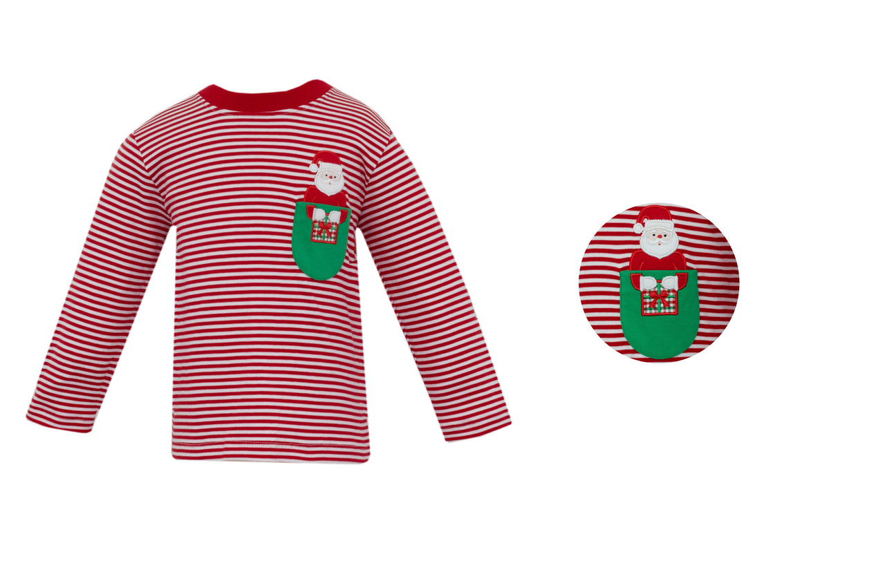 Claire & Charlie Santa Red Knit Boy's T-Shirt L/S Red/White Stripe 5023P-CH24 5111