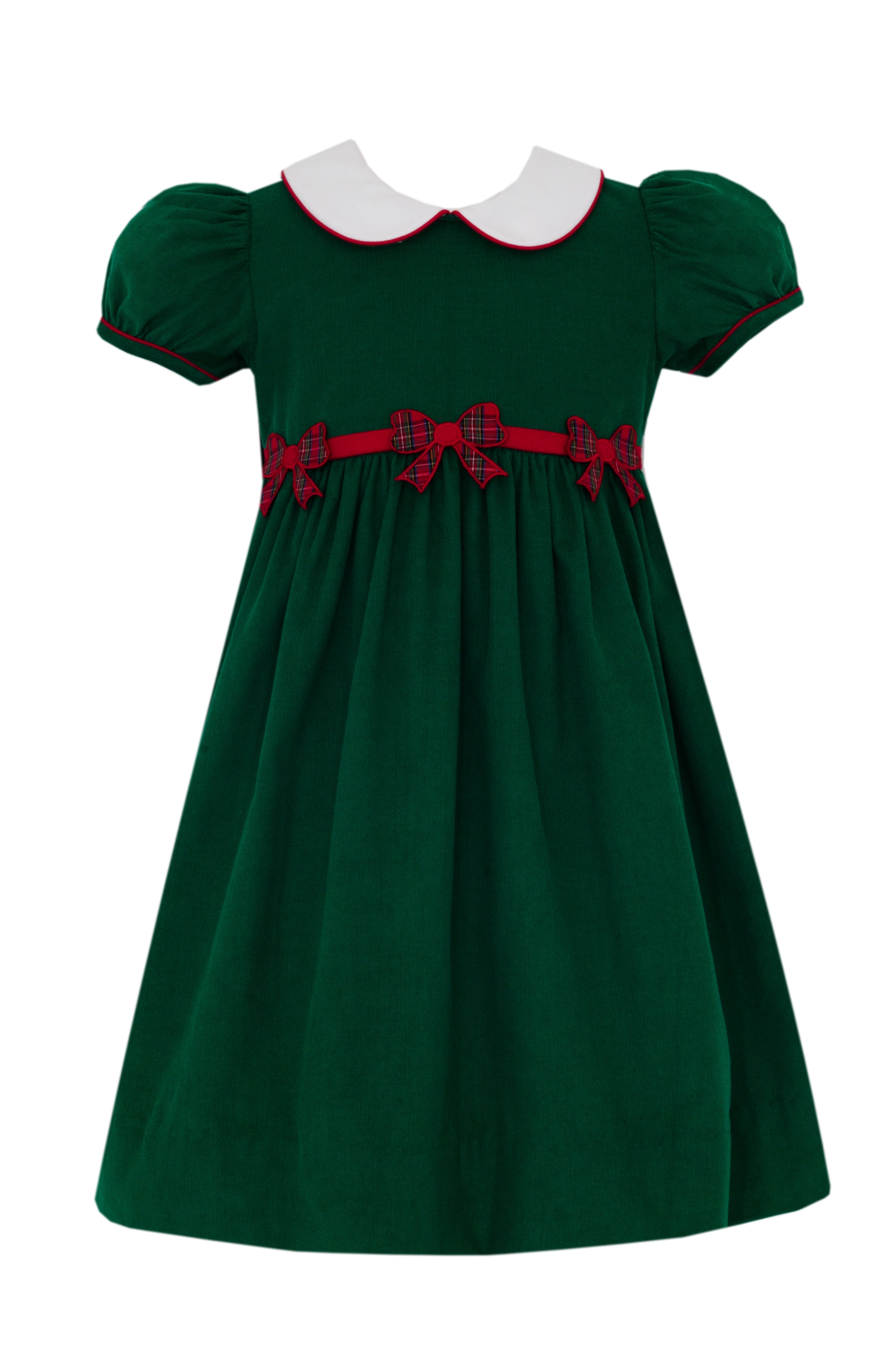 Claire & Charlie Bows Green Corduroy Dress S/S 5038D-CH25 5210