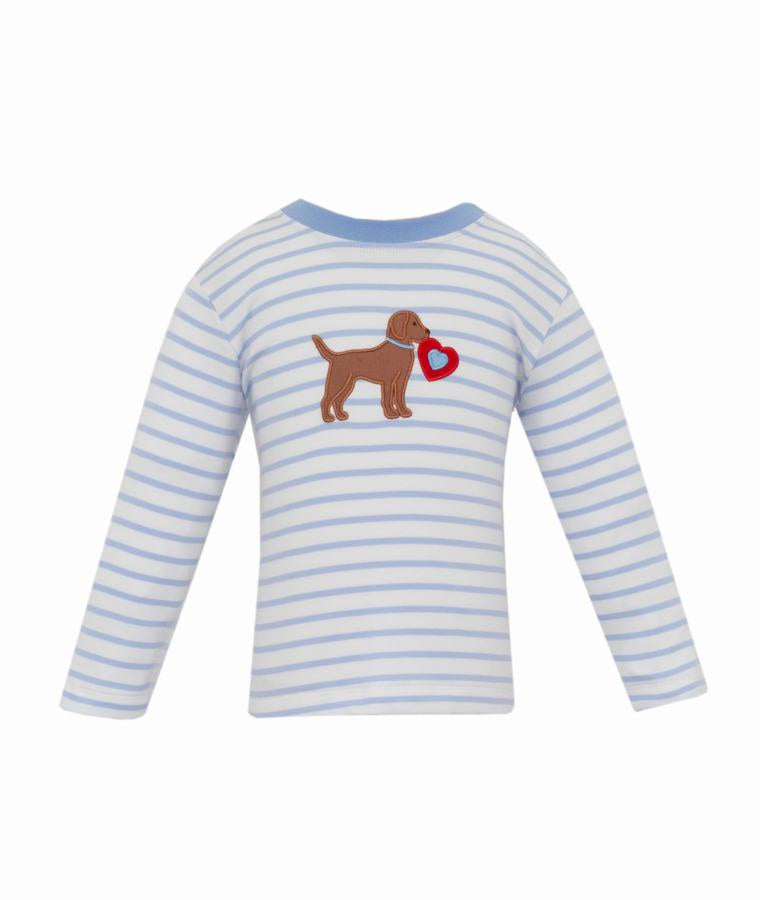 Claire & Charlie Valentine Lt Blue Stripe Boys T-Shirt L/S 5040PL-CH25 5212