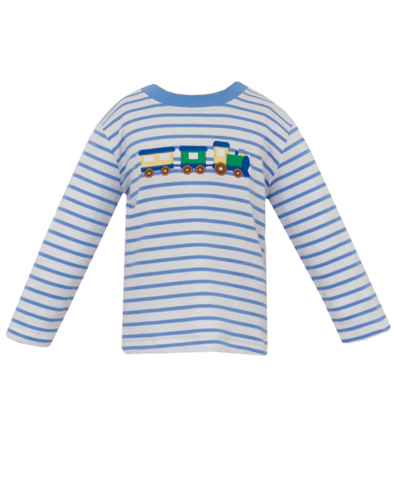 Claire & Charlie Train Peri Blue Knit Stripe Boy's T-Shirt L/S 5041P-CF24 5107