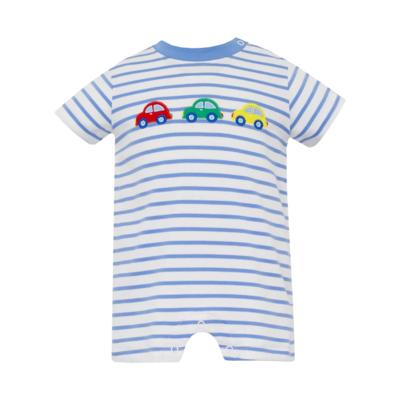 Claire & Charlie Beep Beep Boy's Short Romper Periwinkle Knit Stripe 5050P-CS25 5201