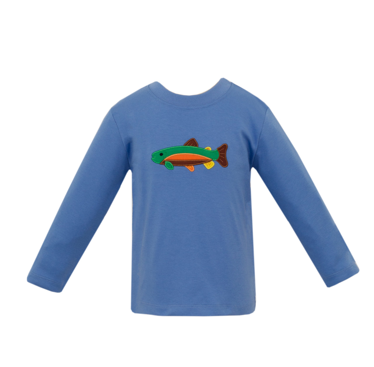 Claire & Charlie Trout Fish Periwinkle Blue solid Knit Boy's T-Shirt L/S 5050P-CF24 5107