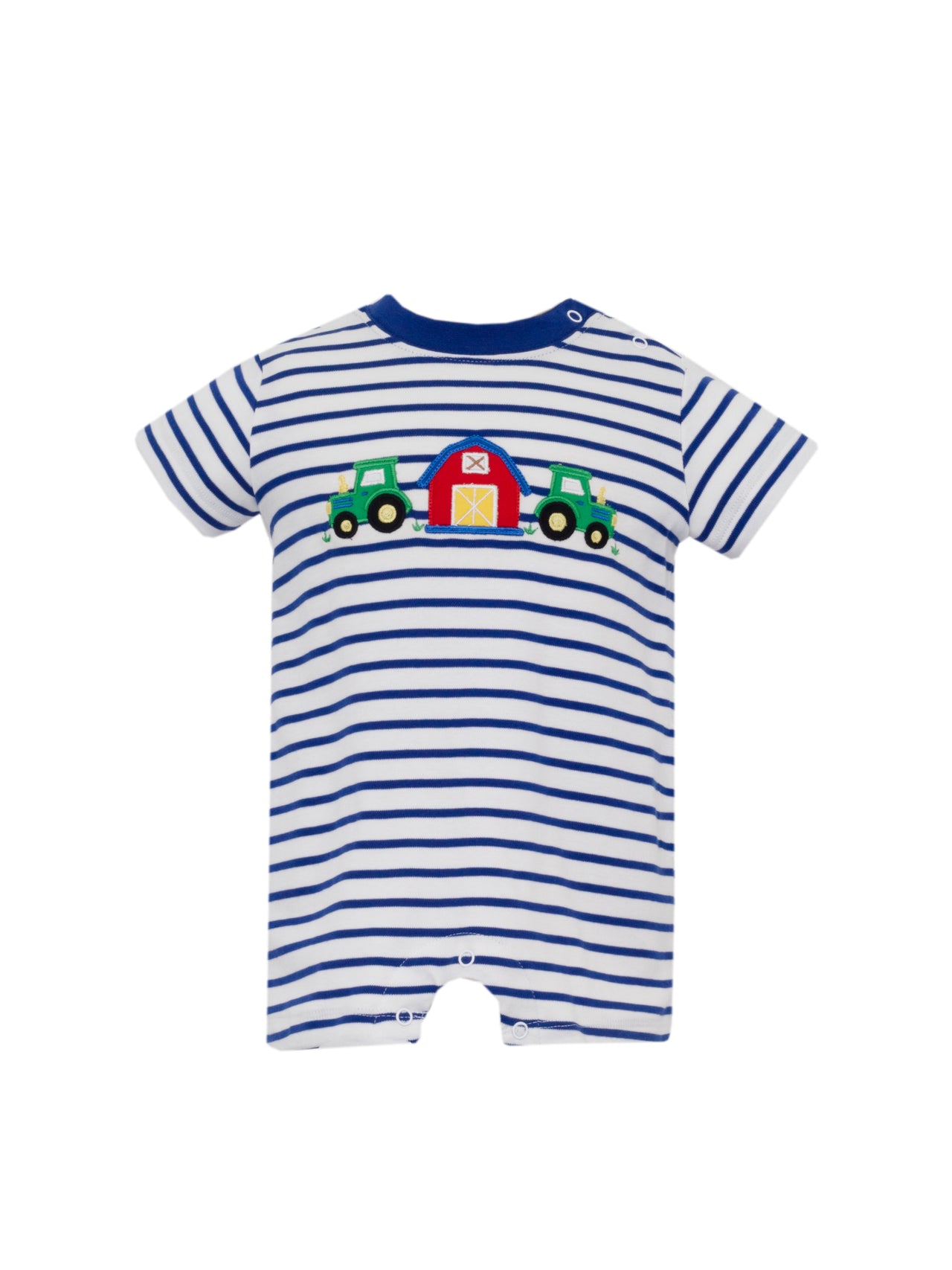 Claire & Charlie Farm Royal Blue Knit Stripe Boys Short Romper 5051H-CF25 5207