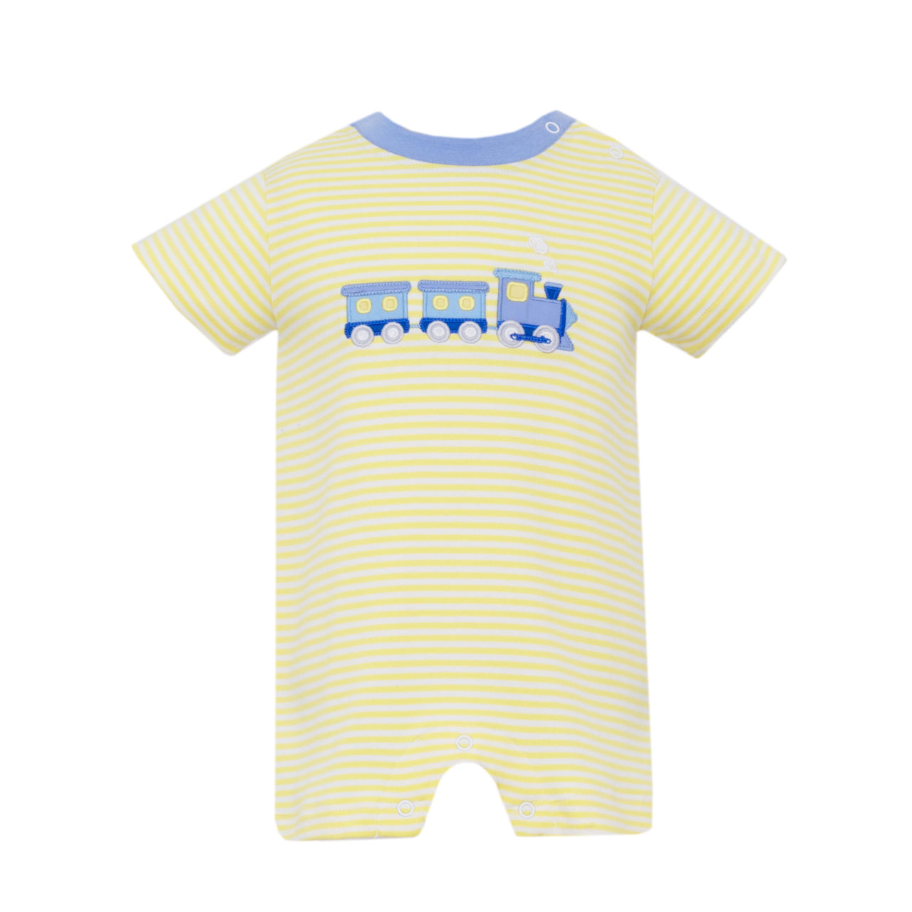 Claire & Charlie Train Boy's Short Romper Yellow Knit Stripe 59051H-CS25 5201