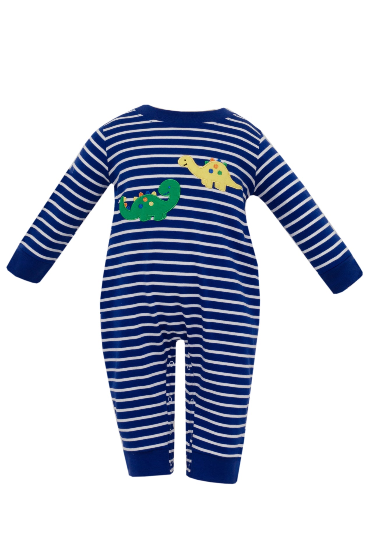 Claire & Charlie Dinosaurs Royal Blue Stripe Knit Boy's Long Romper L/S 5054H-CF24 5108