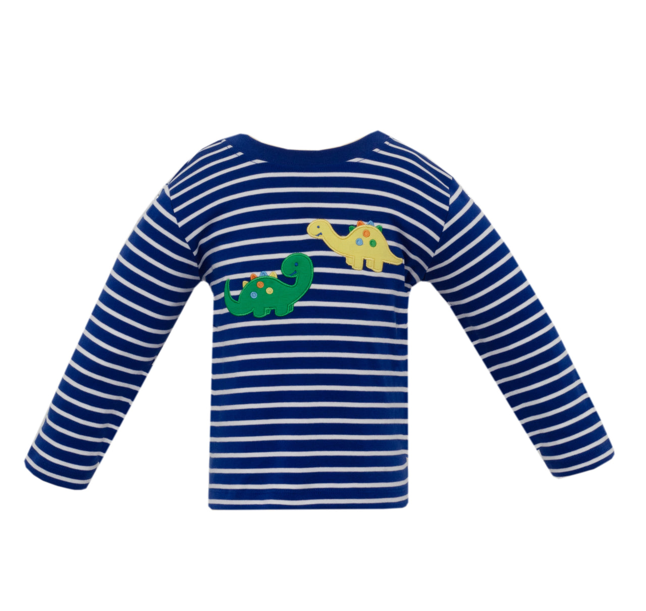 Claire & Charlie Dinosaurs Royal Blue Stripe Knit Boy's T-Shirt L/S 5054P-CF24 5107