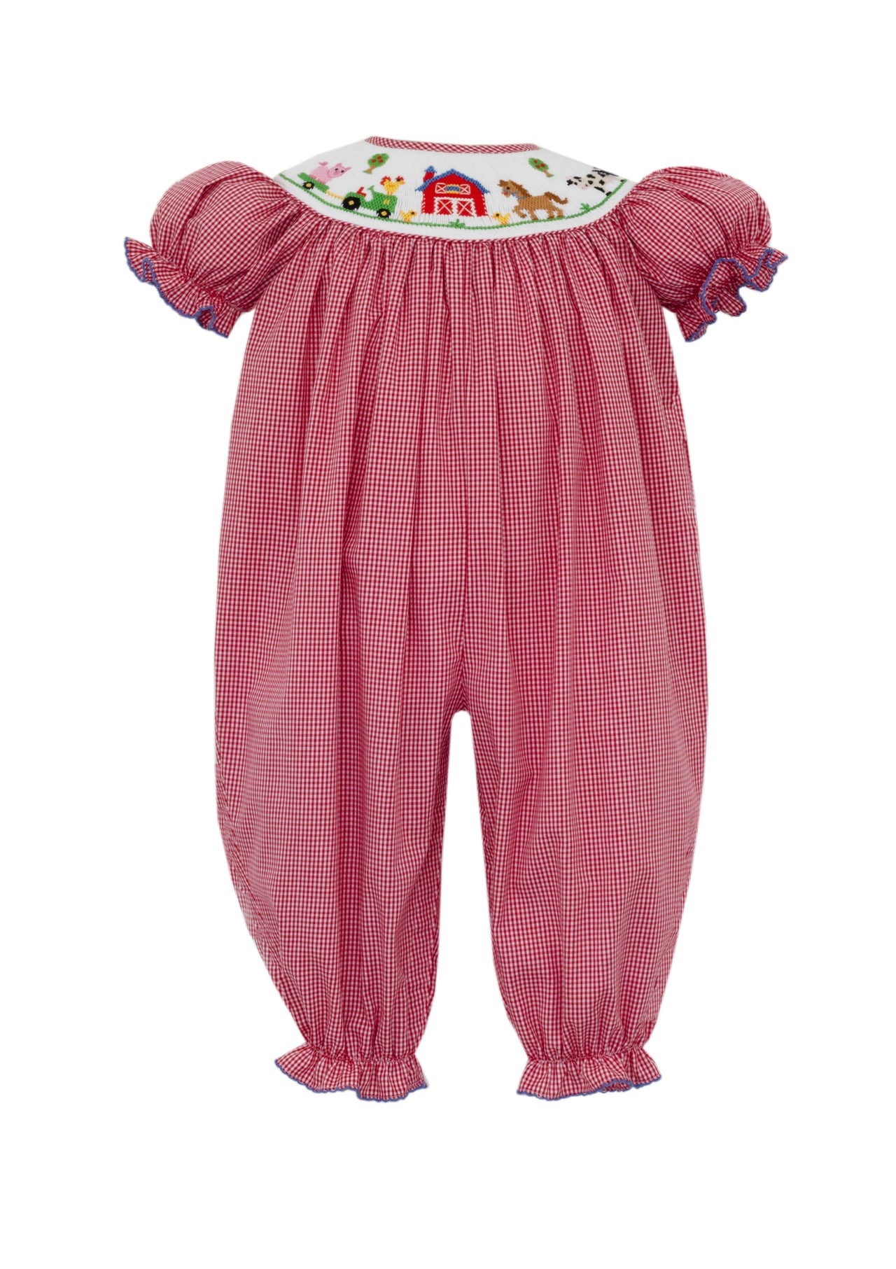 Anavini Farm Girl's Red Gingham Long Bishop Bubble W/Insert S/S 505f-VF25 5208
