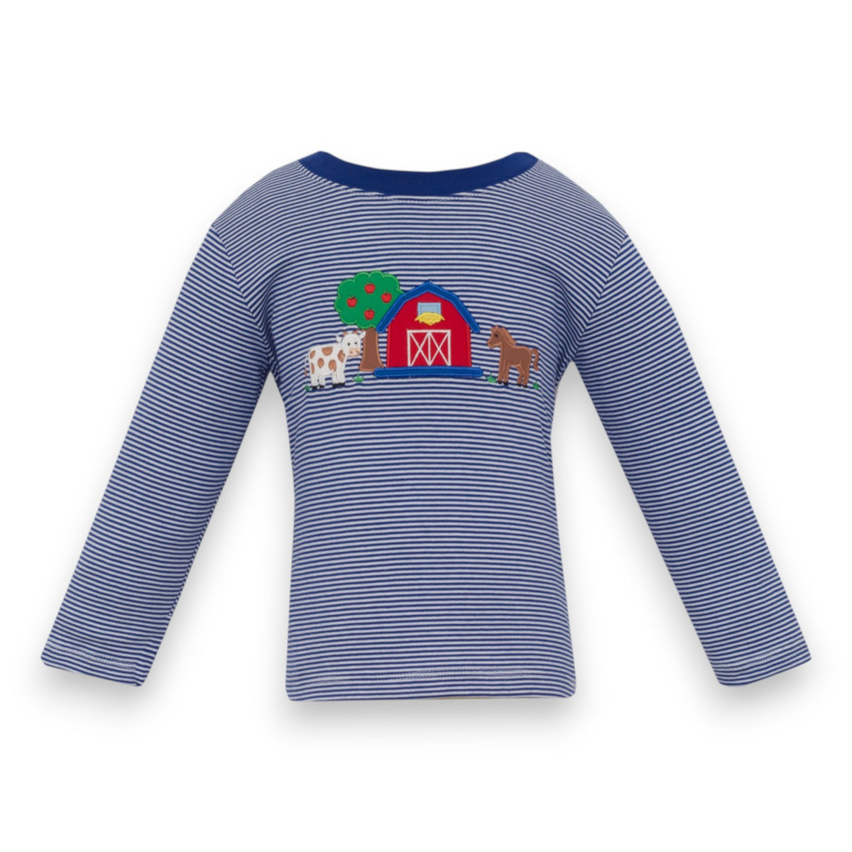 Claire & Charlie Farm Navy Blue Knit Stripe Boy's T-Shirt L/S 5067PL-CF26 5308