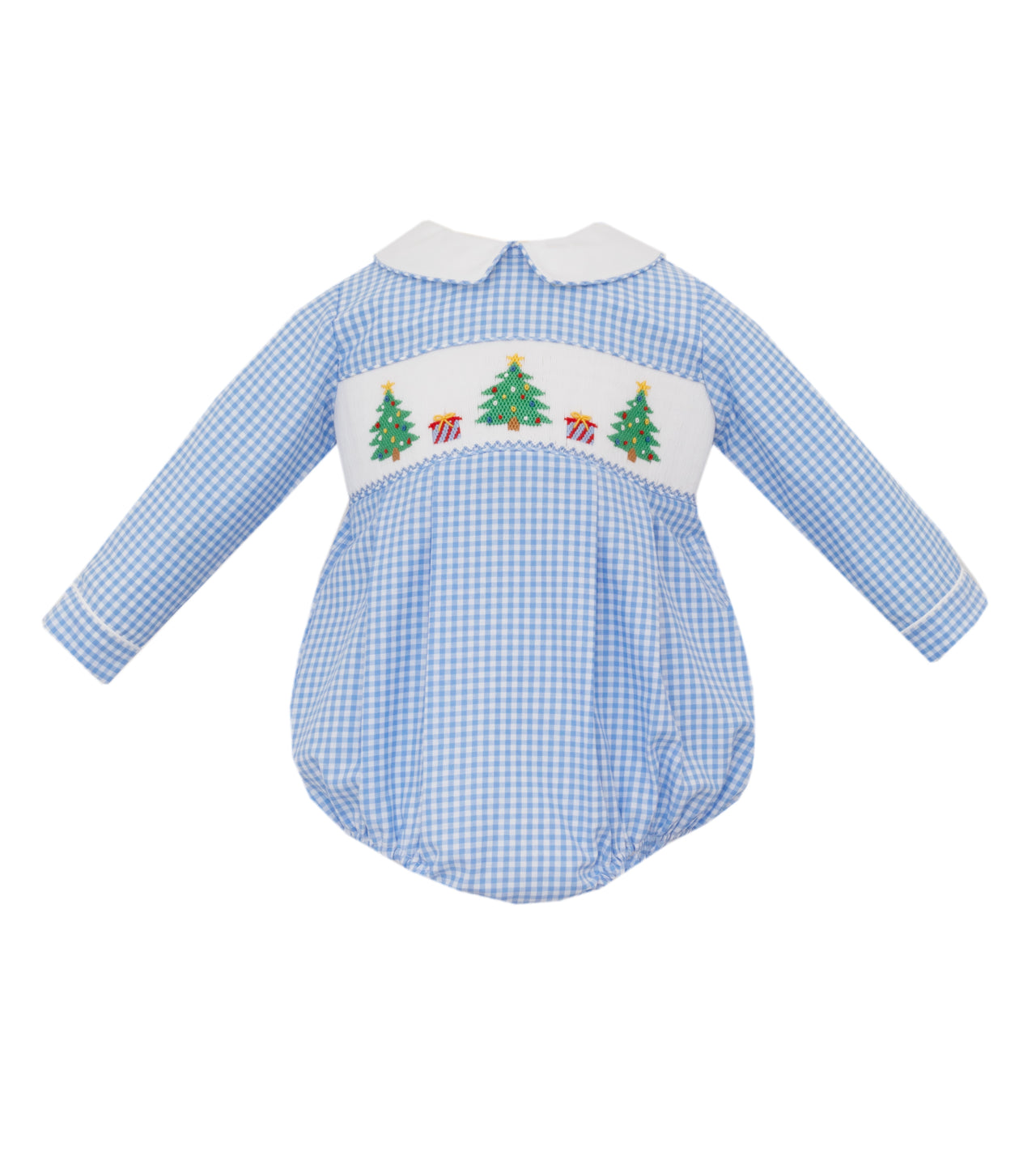 Anavini  X'Mas Tree Boy's Lt Blue Gingham Short Bubble L/S 521BB-VH25 5211