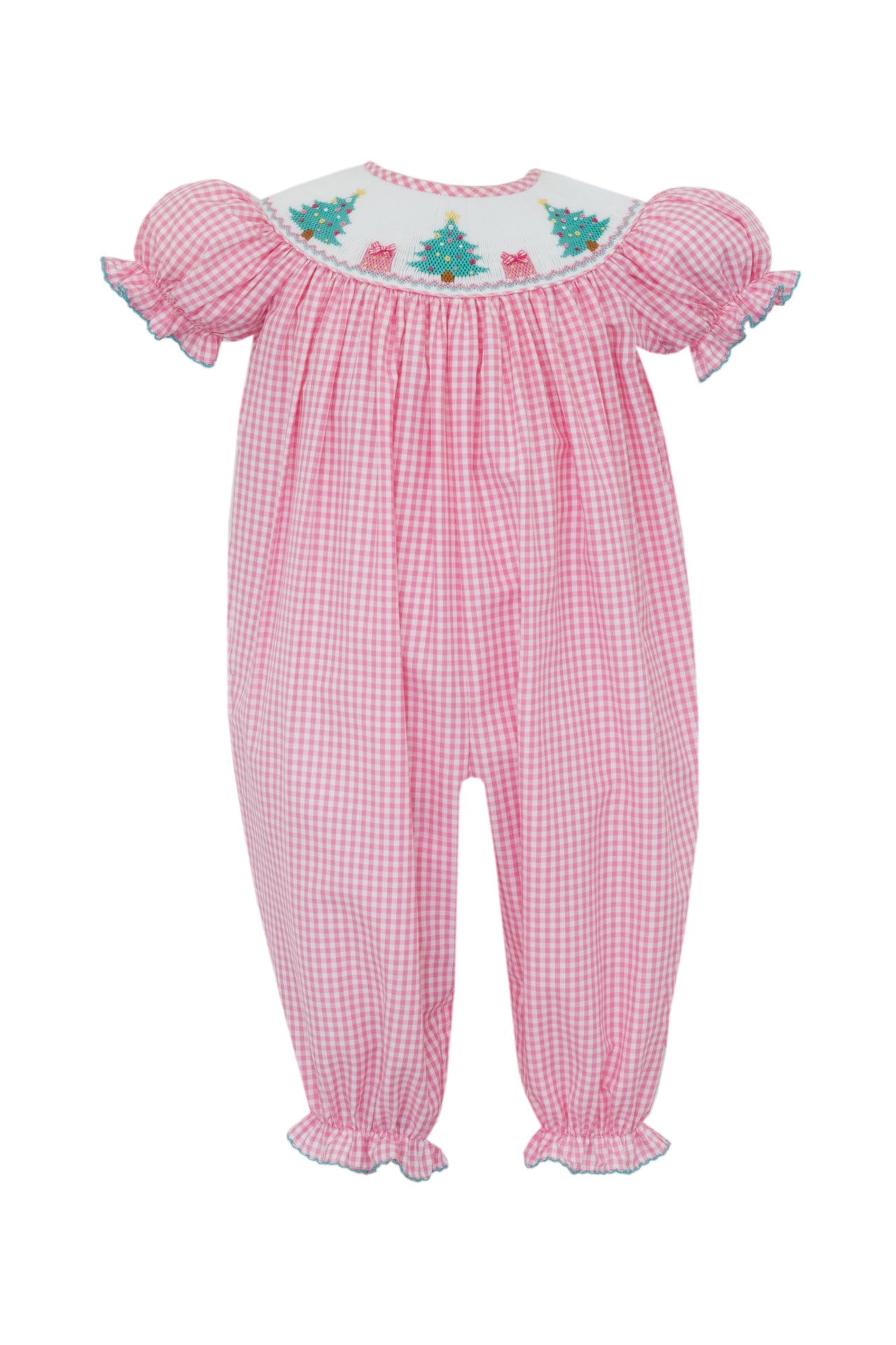Anavini X'Mas Tree Girl's Pink Gingham Long Bishop Bubble W/Insert S/S 521F-V25 5211