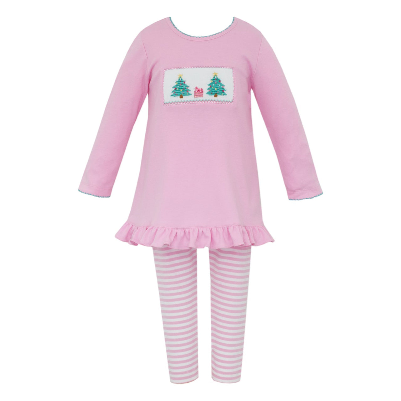 Anavini X'Mas Tree Girl's Pink Knit Tunic Set L/S 521N-VH25 5211
