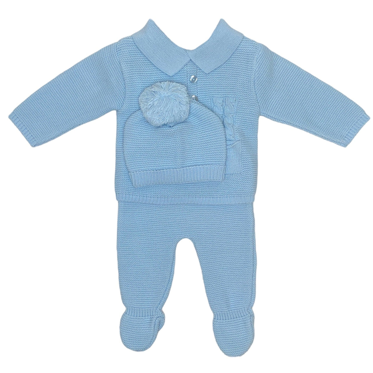 Babidu 2pcs Knitted Sweater/Footed Pants  and Bonnet/Hat  5209