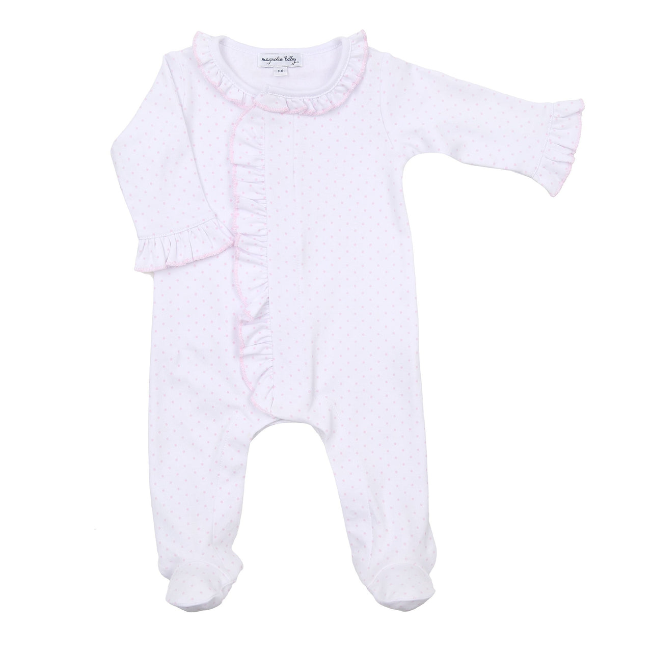 Magnolia Baby Mini Dots Fall 24 Ruffle Front Footie Pink 5316-441-PK 5108