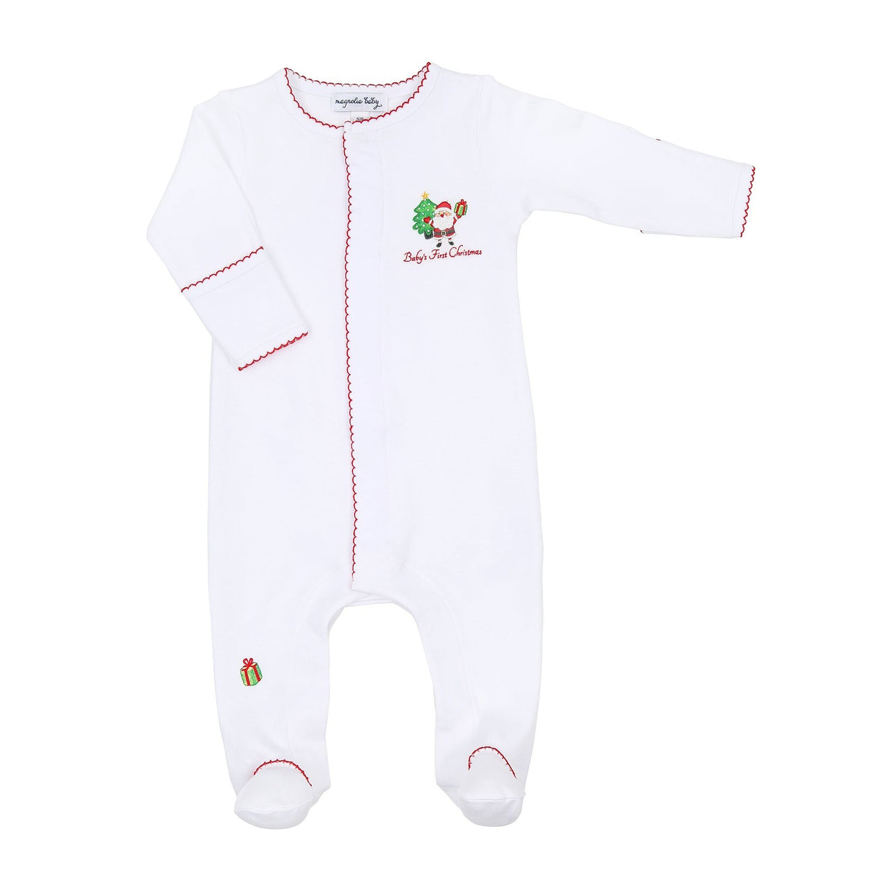 Magnolia Baby Jolly Holiday Emb Baby's First Footie White 5370-400 5106