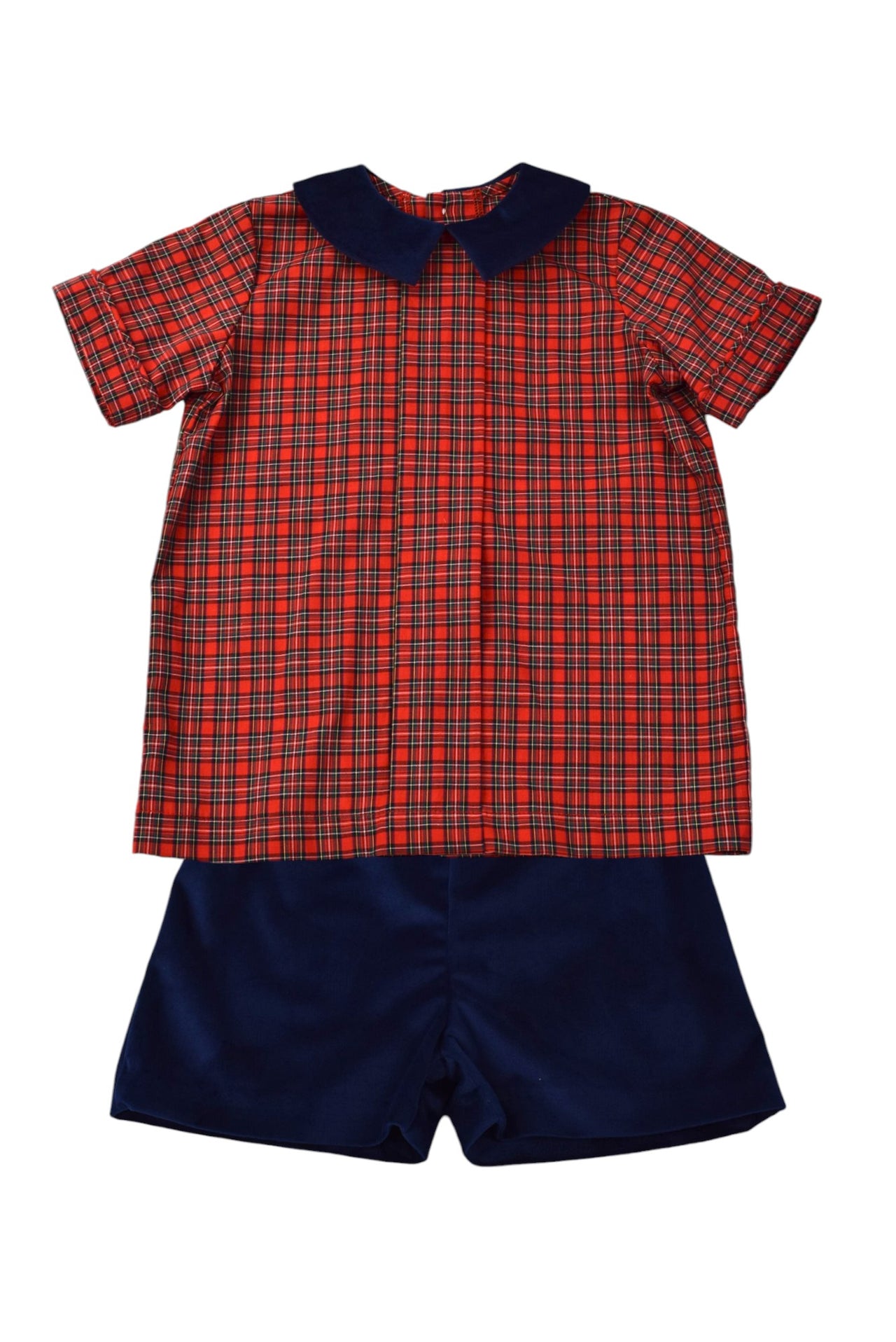 Funtasia Too Red Plaid Pleat Front Shirt & Velvet Navy Shorts 72100/72125 5109