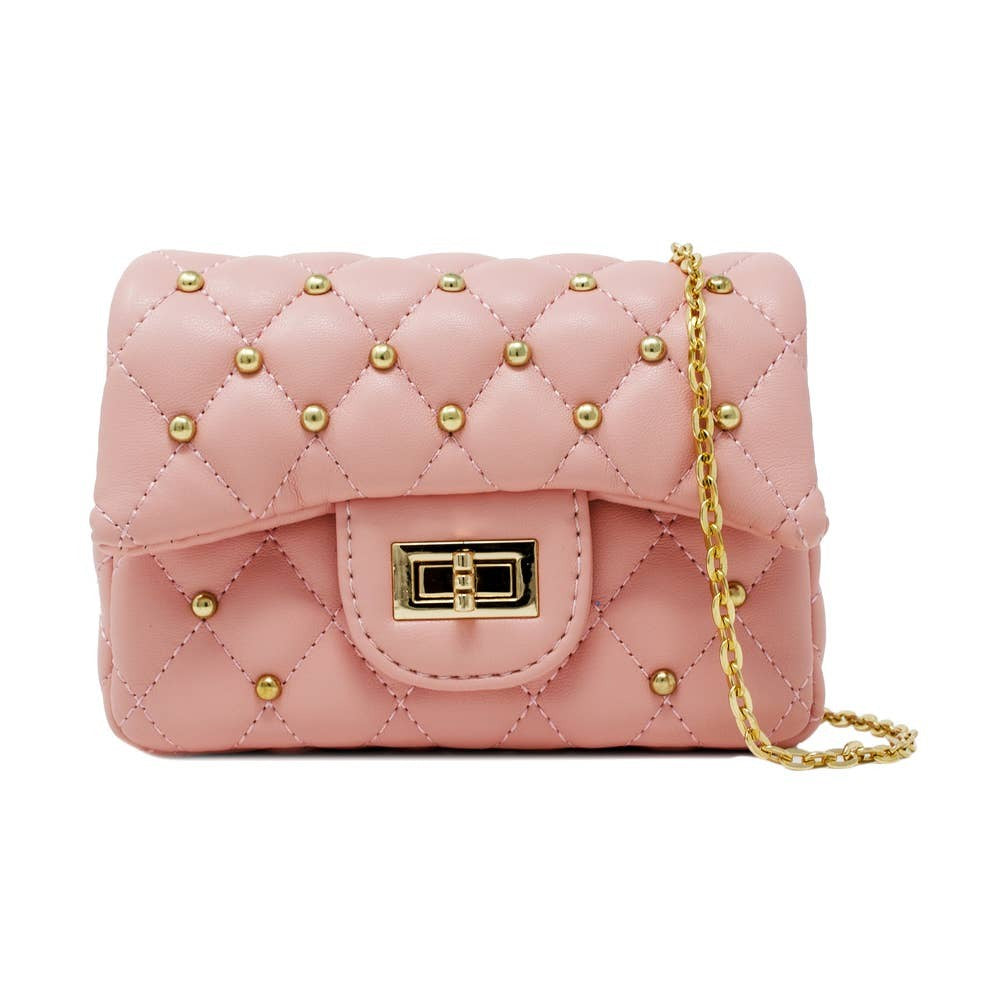 Tiny Treats Classic Quilted Stud Mini Bag -Pink