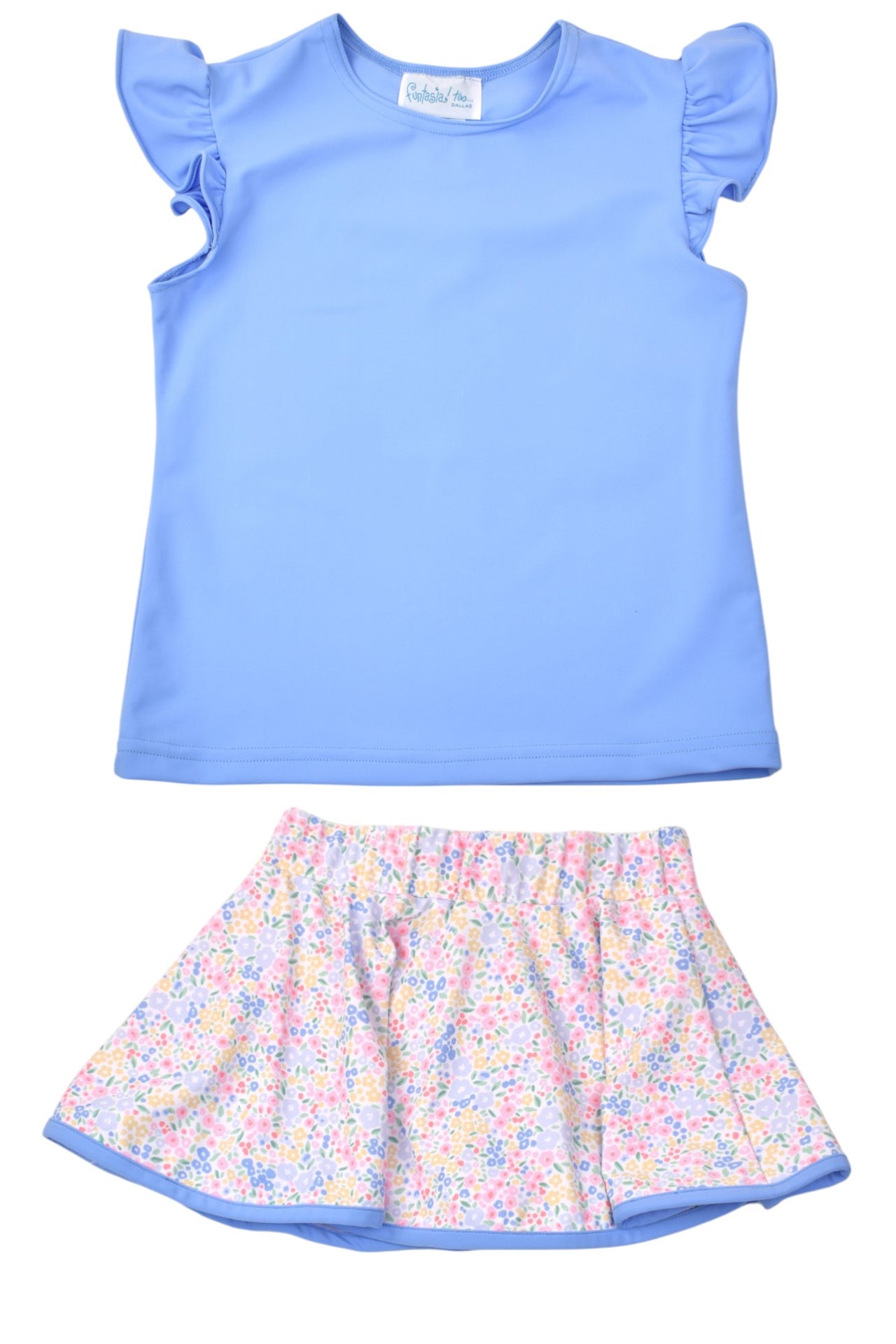 Funtasia Too Angel Sleeve Top Blue & Floral Skort 911