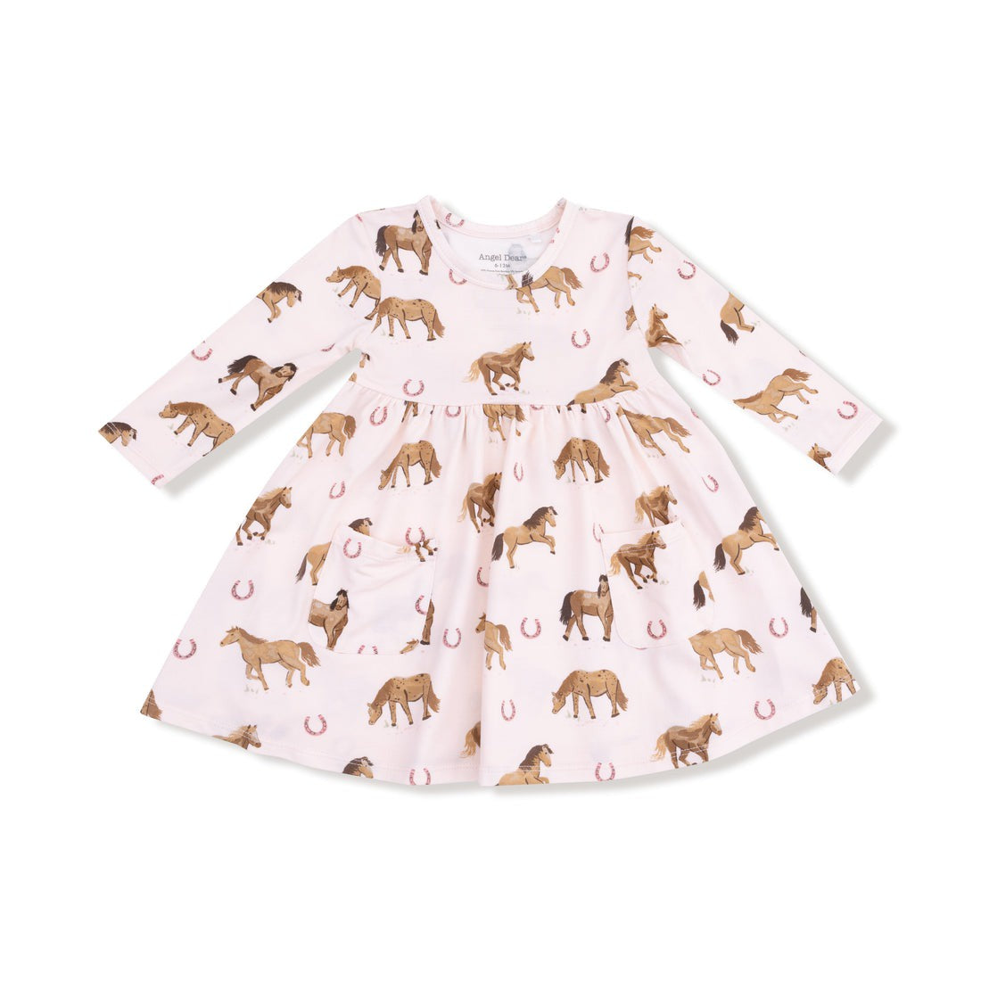 Angel Dear Horses Pink Twirly L/S Dress 544-F25-WHP 5208