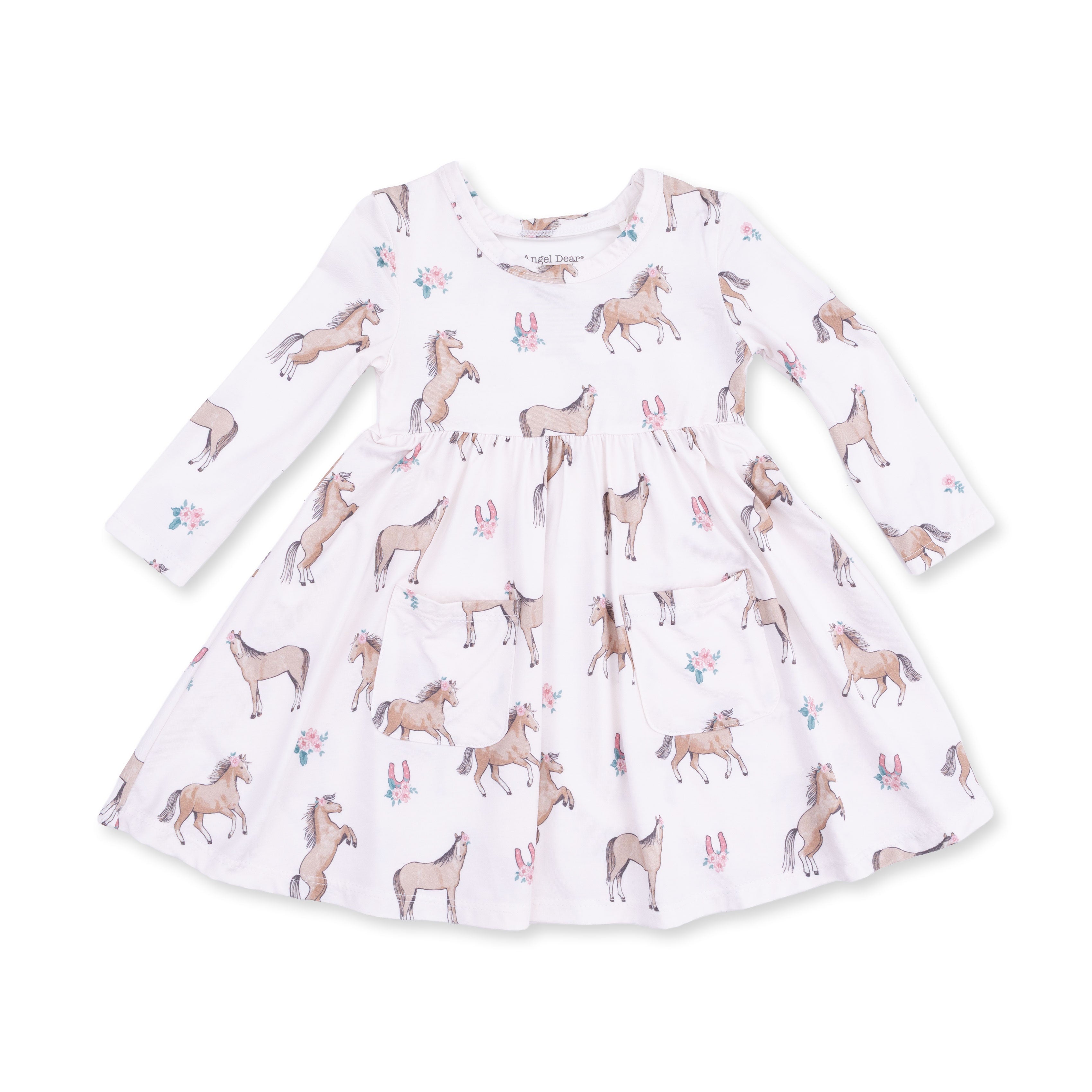 Angel Dear Twirly Long Sleeve Dress I Love Horses 544-F26-IHH
