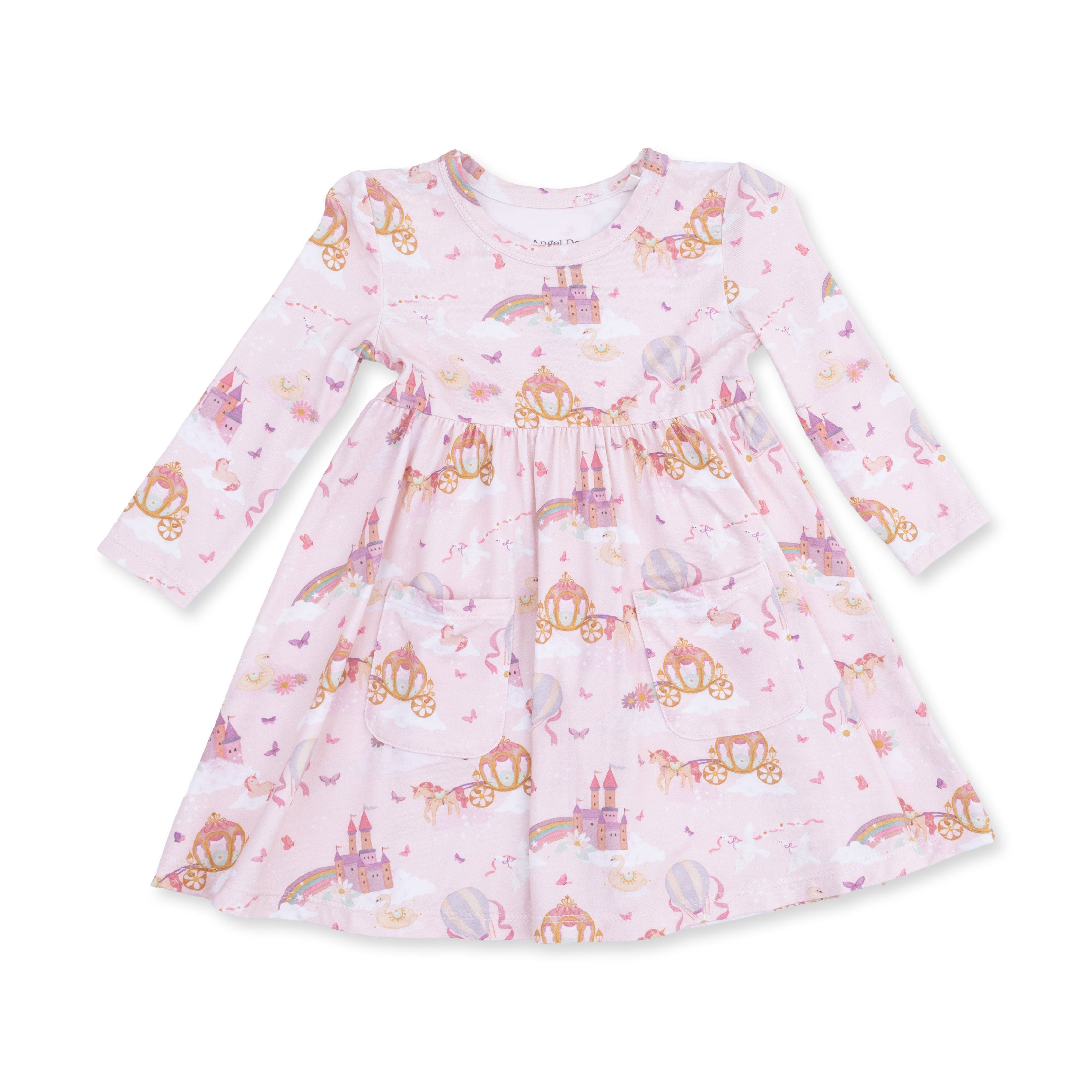 Angel Dear Princess Unicorns and Castle Twirly Long Sleeve Dress W/Bike Short 544B-F26-PUC
