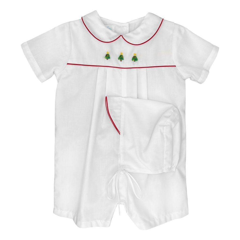 Petit Ami Christmas Tree Hand Embroidery Romper & Hat NB 5642 5208
