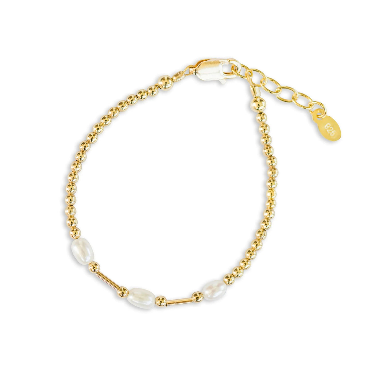 Cherished Moments Emery Gold-Plated Bracelet with liquid gold & freshwater pearls